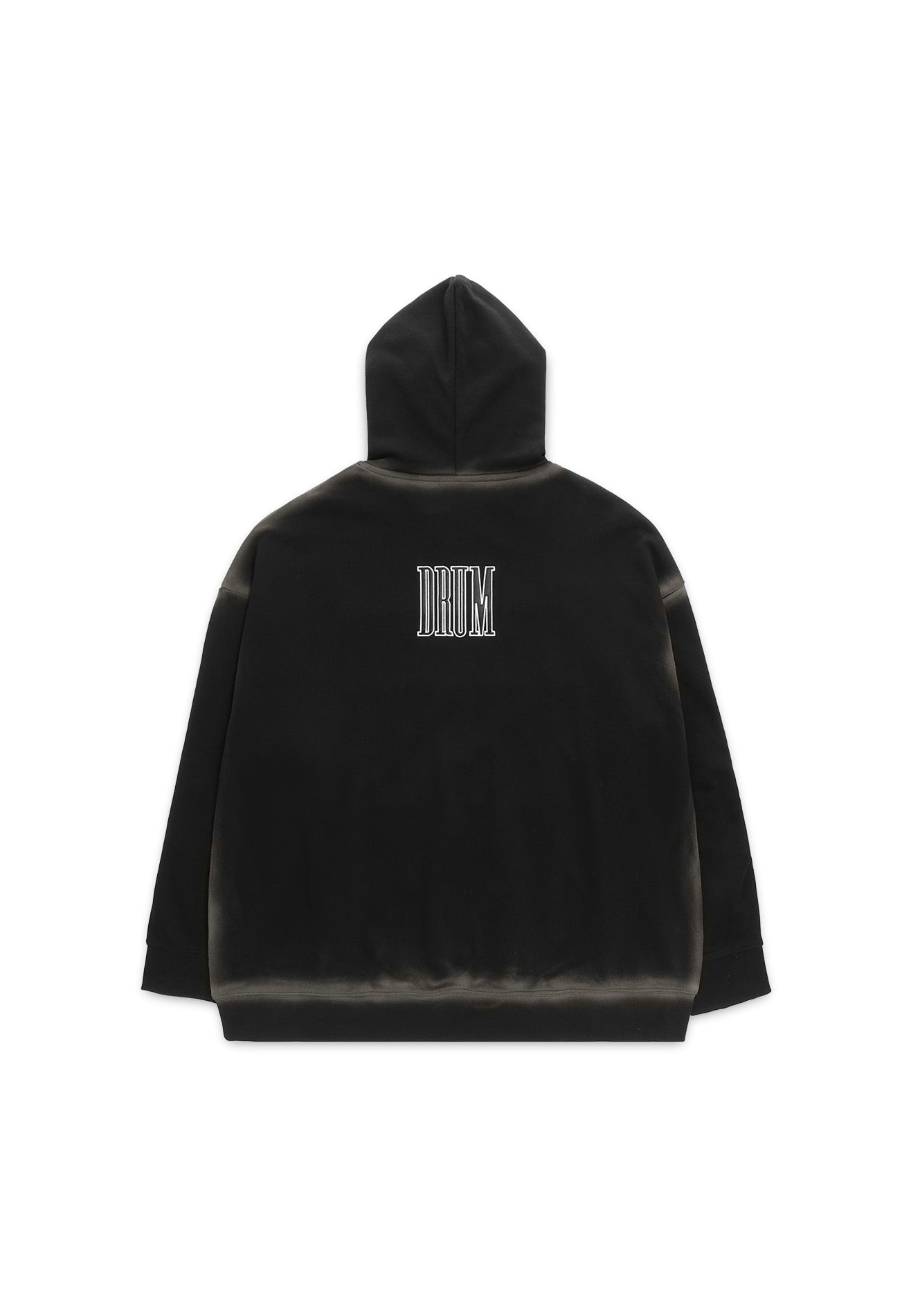 DRUM SELECT Studded Embroidery PU Long Sleeve Zip Hoodie- Black