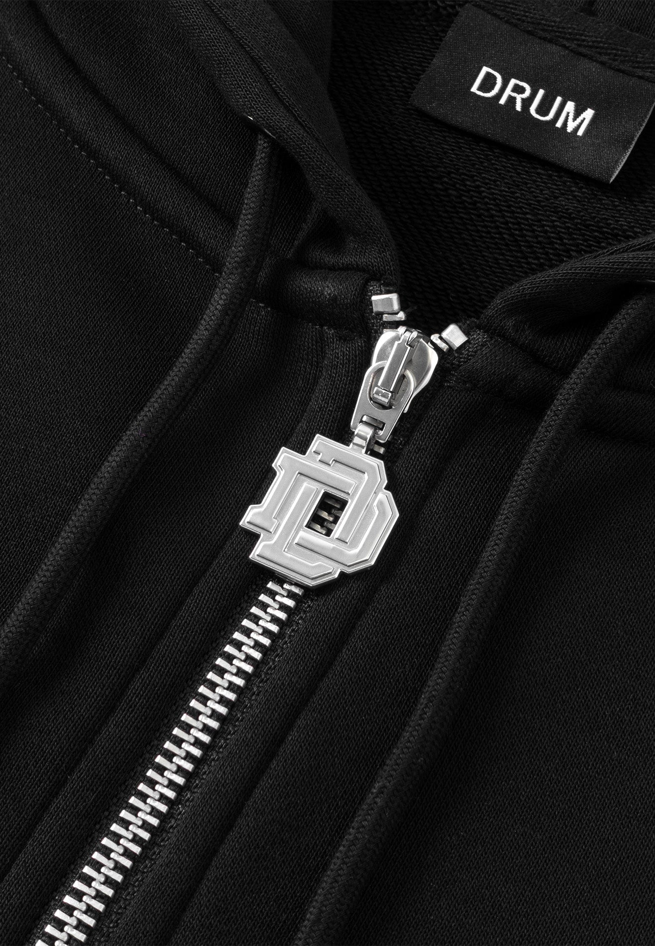 DRUM S. 3D Logo Embroidery Hoodie- Black