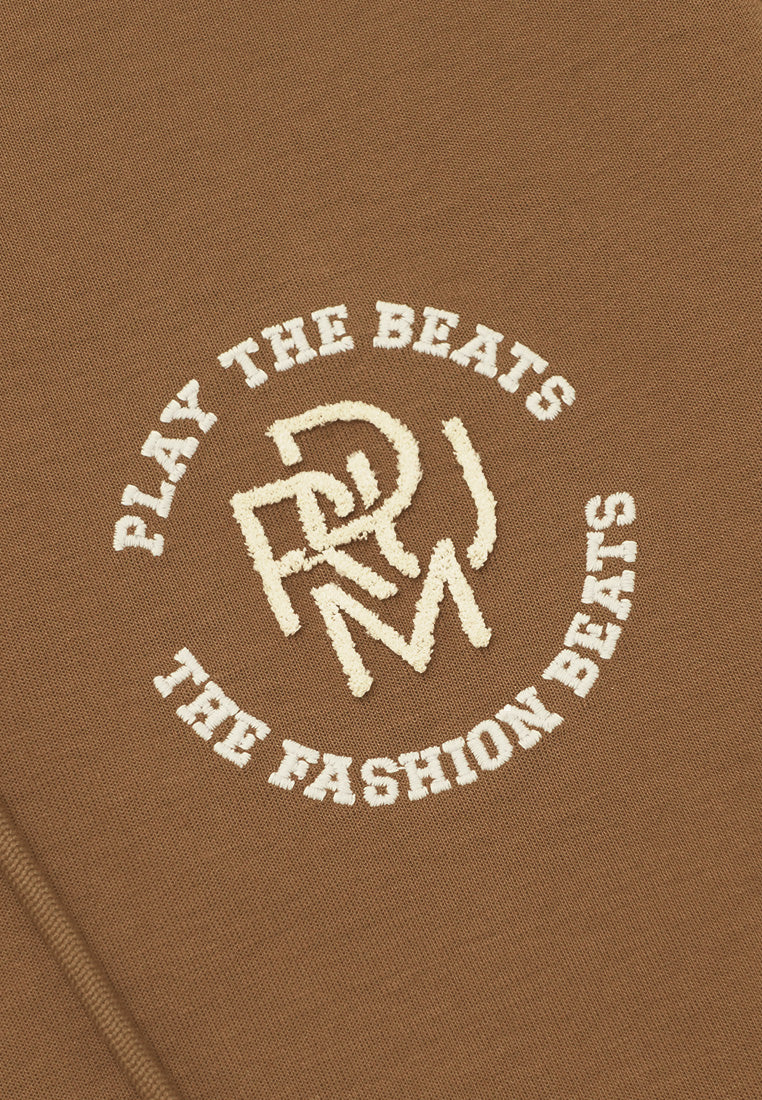 DRUM SELECT Women Toothbrush Embroidery Hoodie- Brown