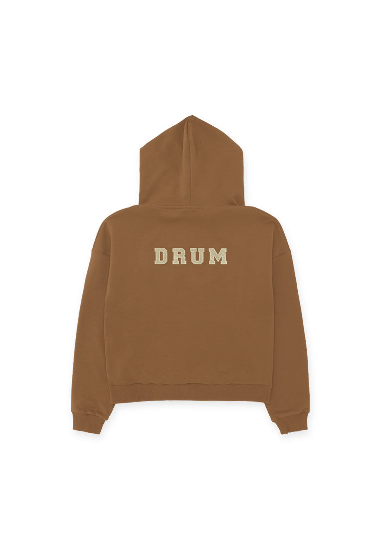 DRUM SELECT Women Toothbrush Embroidery Hoodie- Brown