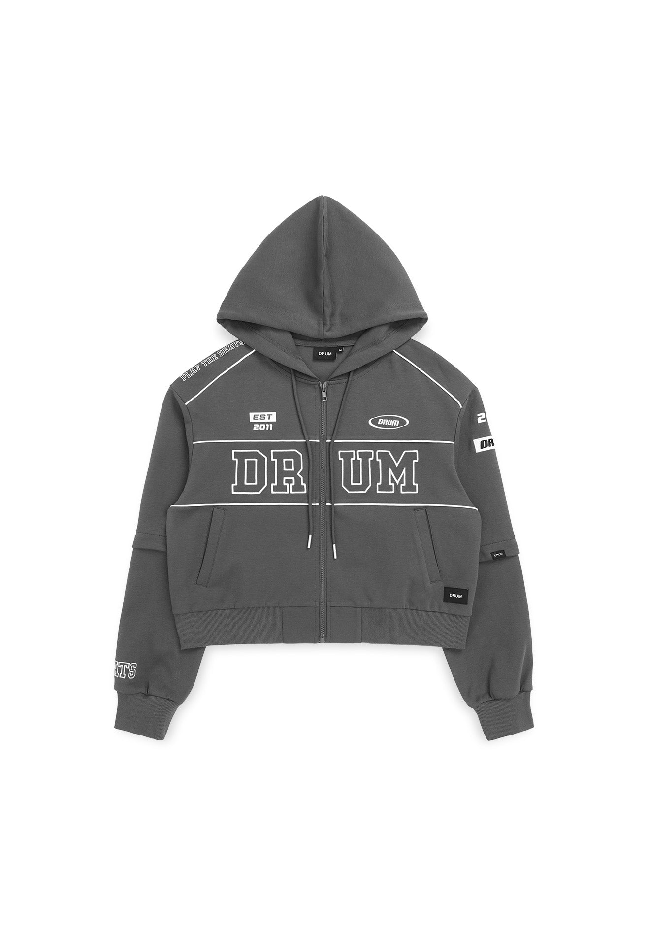 SELECT Women Racing Collection Detachable Sleeve Hoodie - Grey