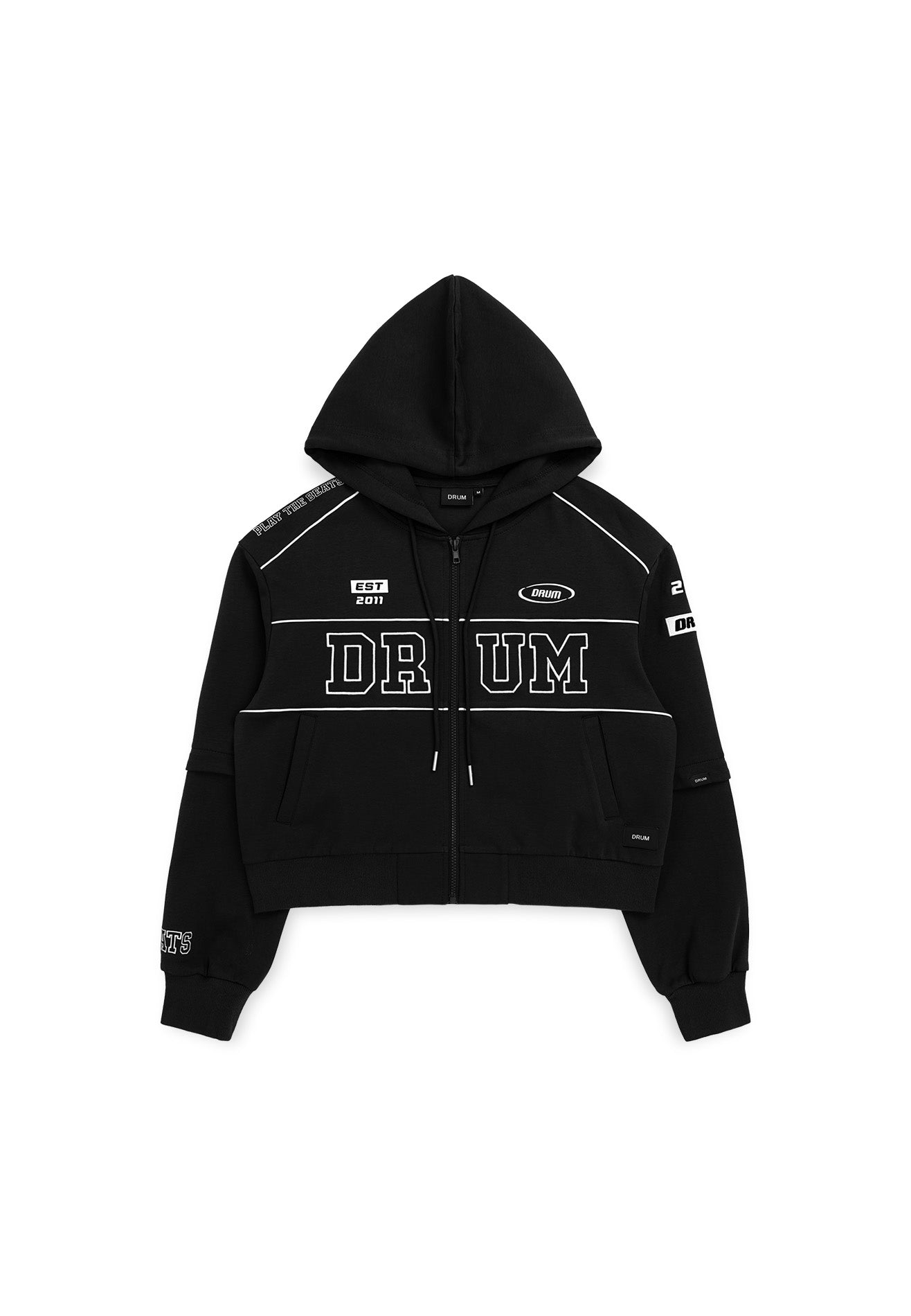 SELECT Women Racing Collection Detachable Sleeve Hoodie - Black