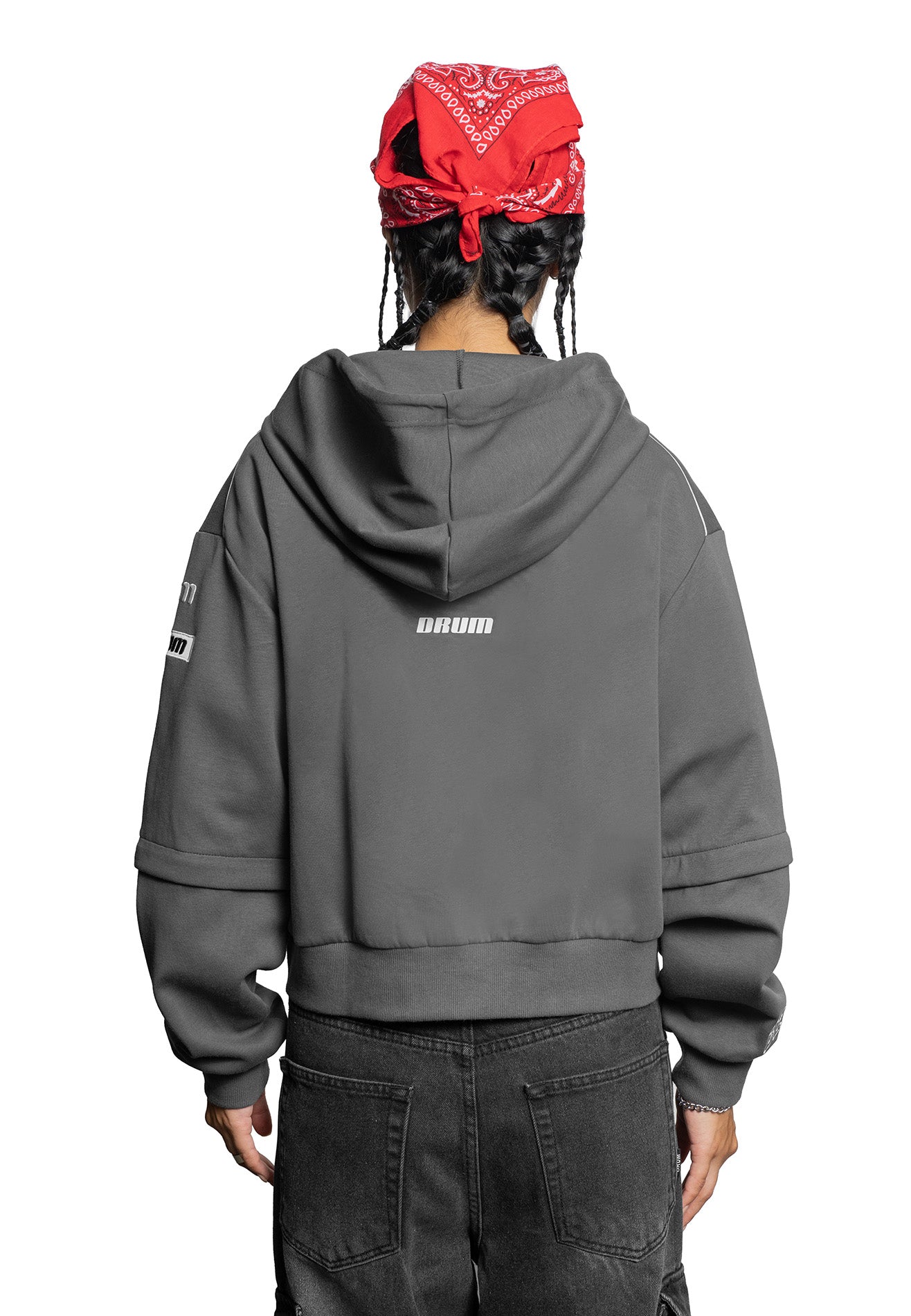 SELECT Women Racing Collection Detachable Sleeve Hoodie - Grey