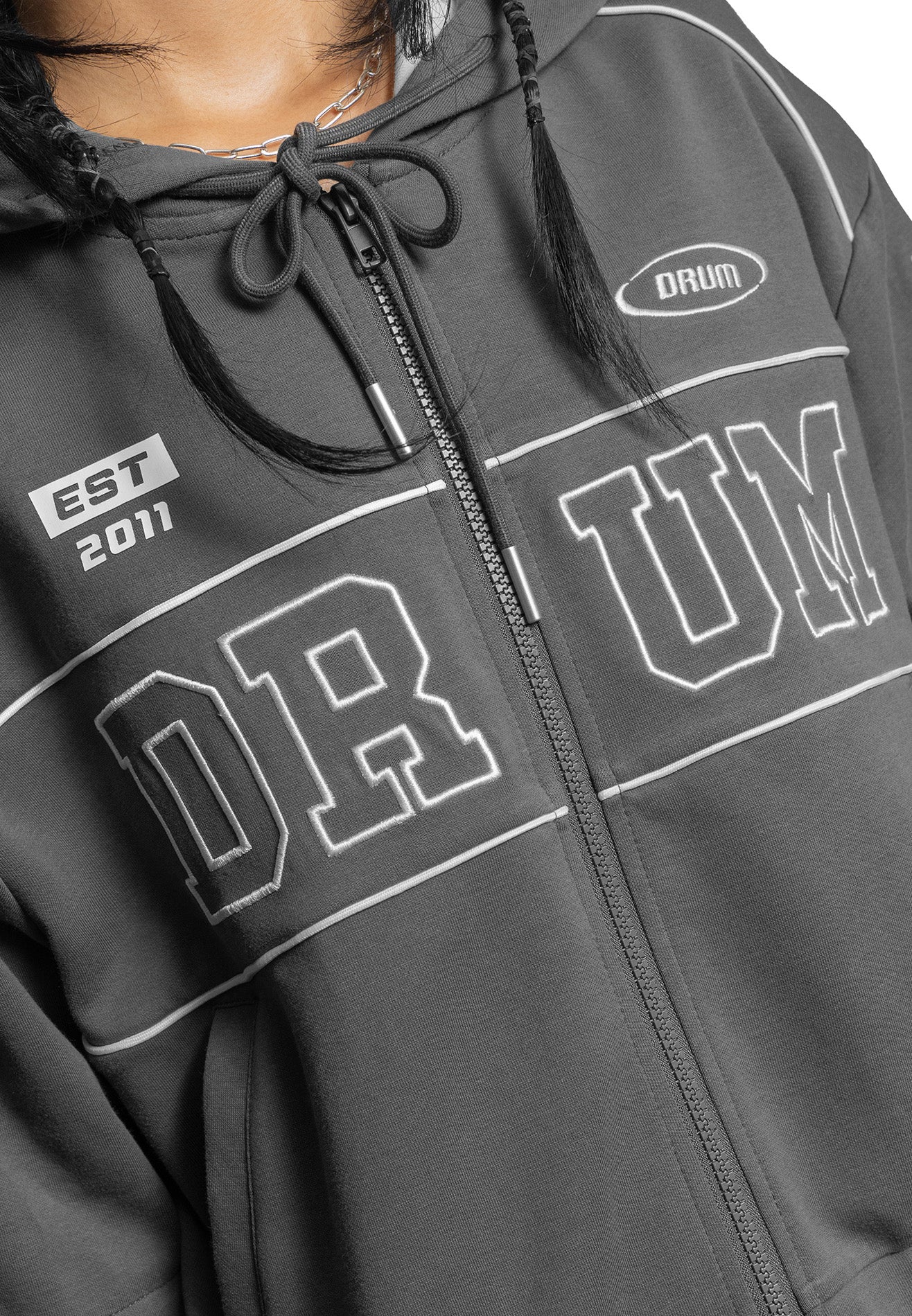 SELECT Women Racing Collection Detachable Sleeve Hoodie - Grey