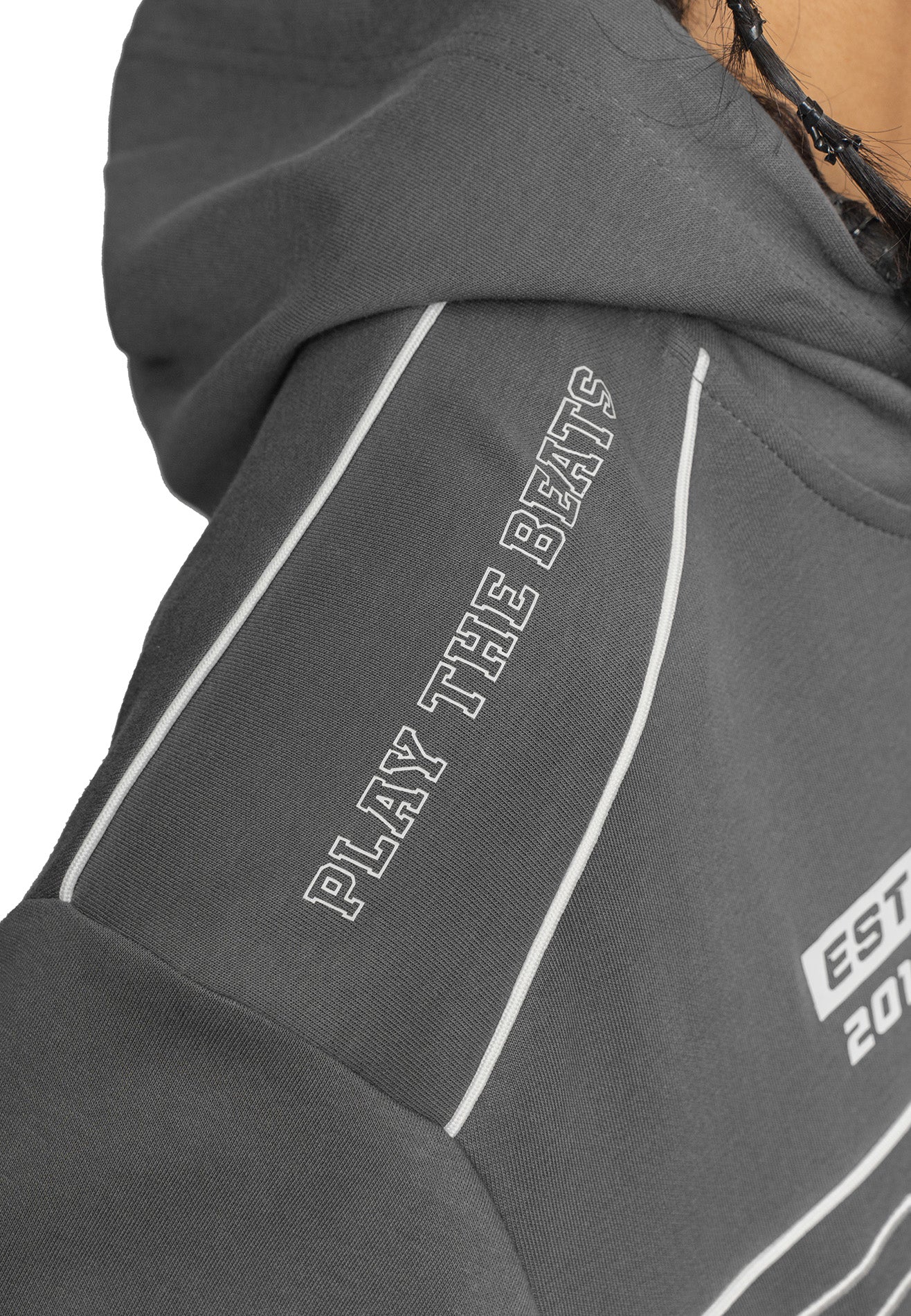 SELECT Women Racing Collection Detachable Sleeve Hoodie - Grey