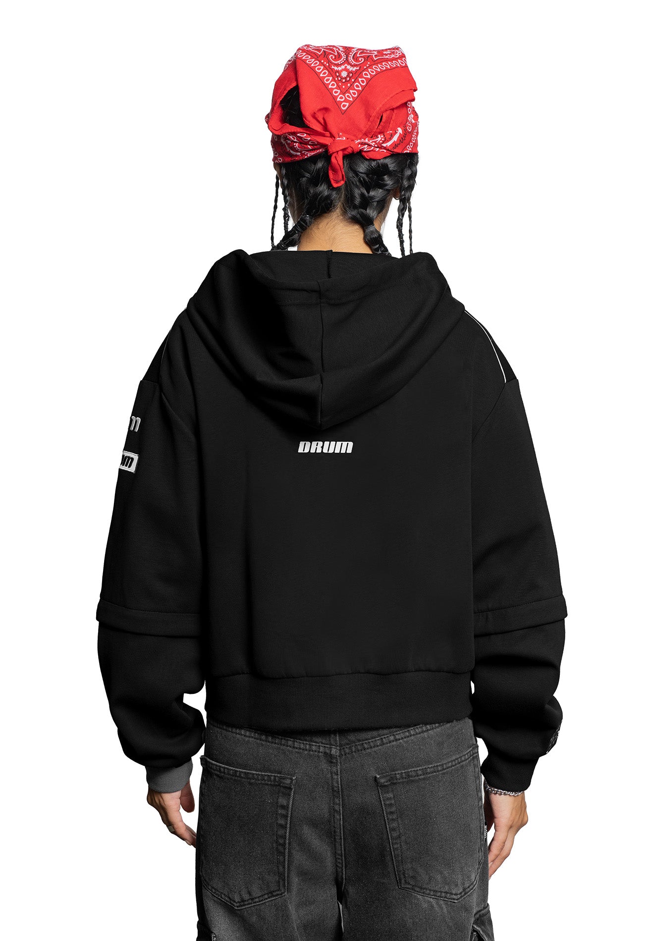 SELECT Women Racing Collection Detachable Sleeve Hoodie - Black