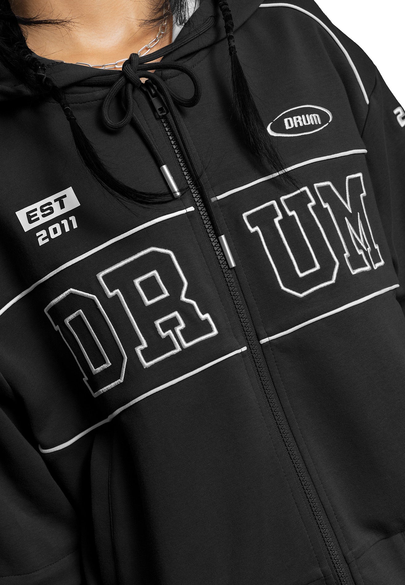 SELECT Women Racing Collection Detachable Sleeve Hoodie - Black