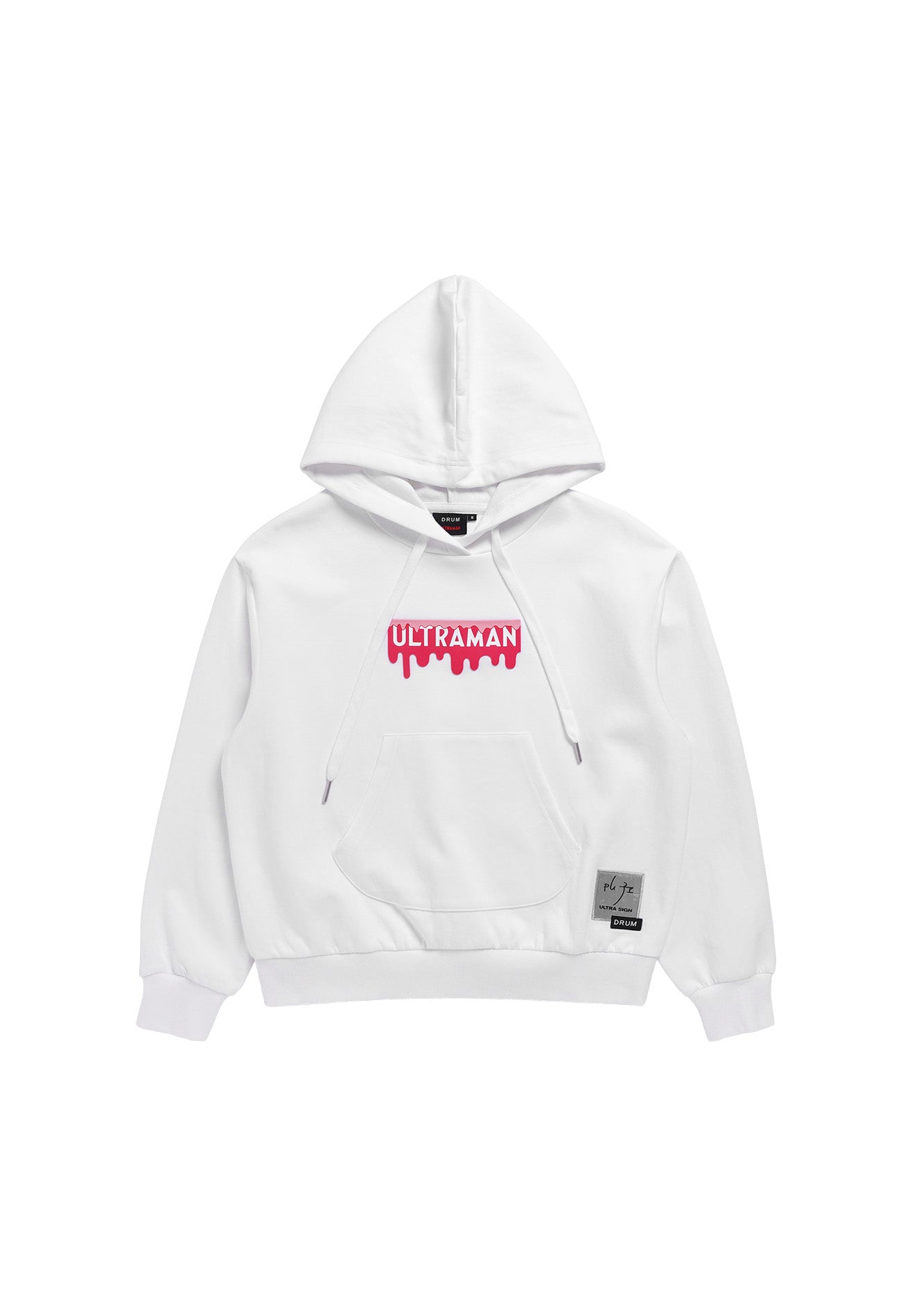 DRUM | ULTRAMAN Women Crop Hoodie- White