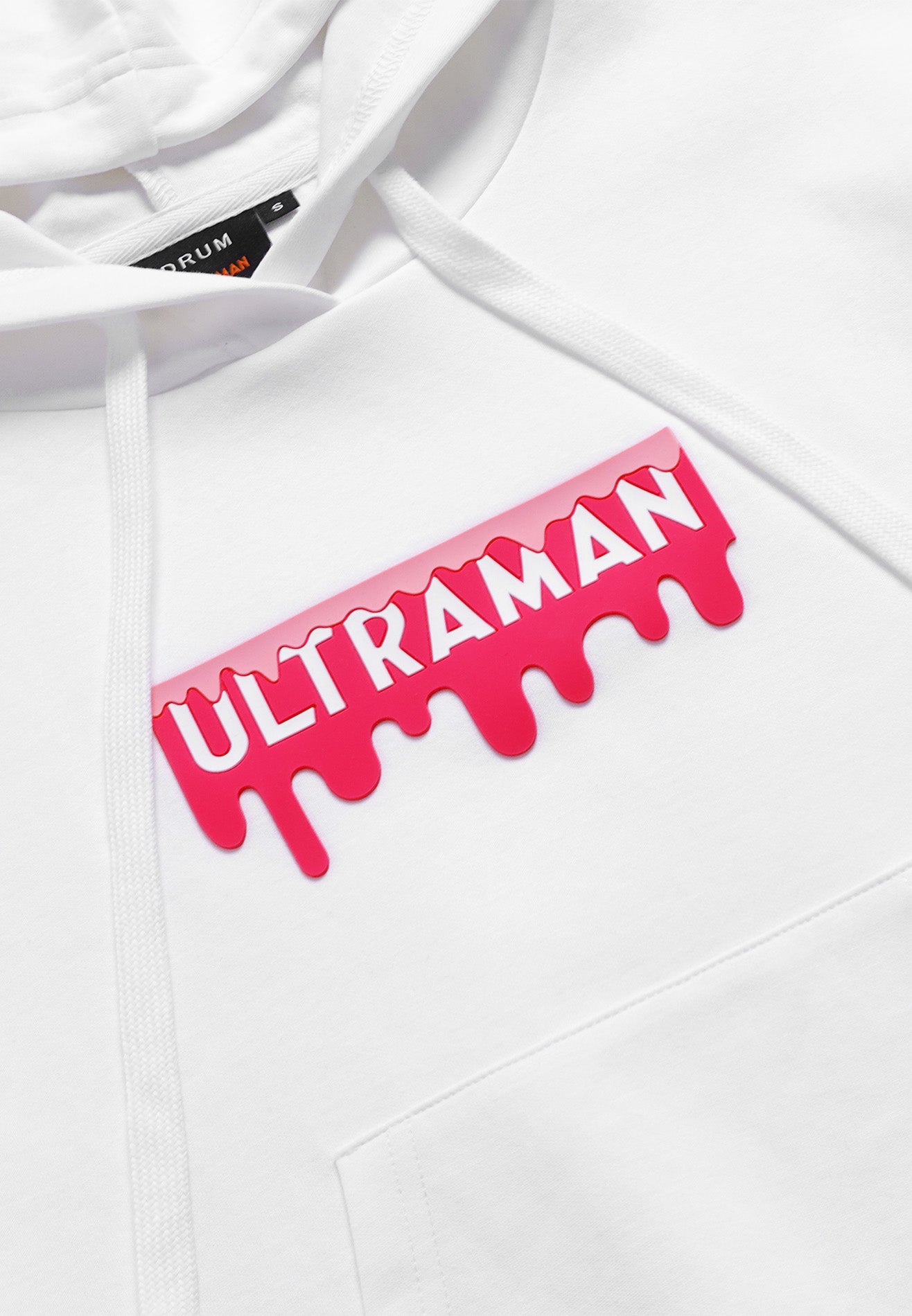 DRUM | ULTRAMAN Women Crop Hoodie- White