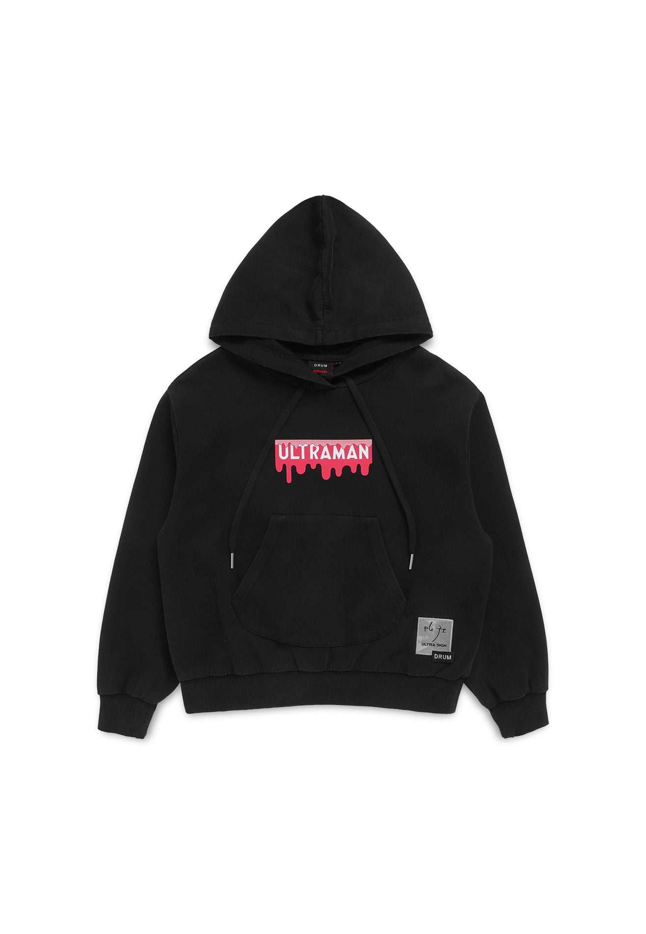 DRUM | ULTRAMAN Women Crop Hoodie- Black