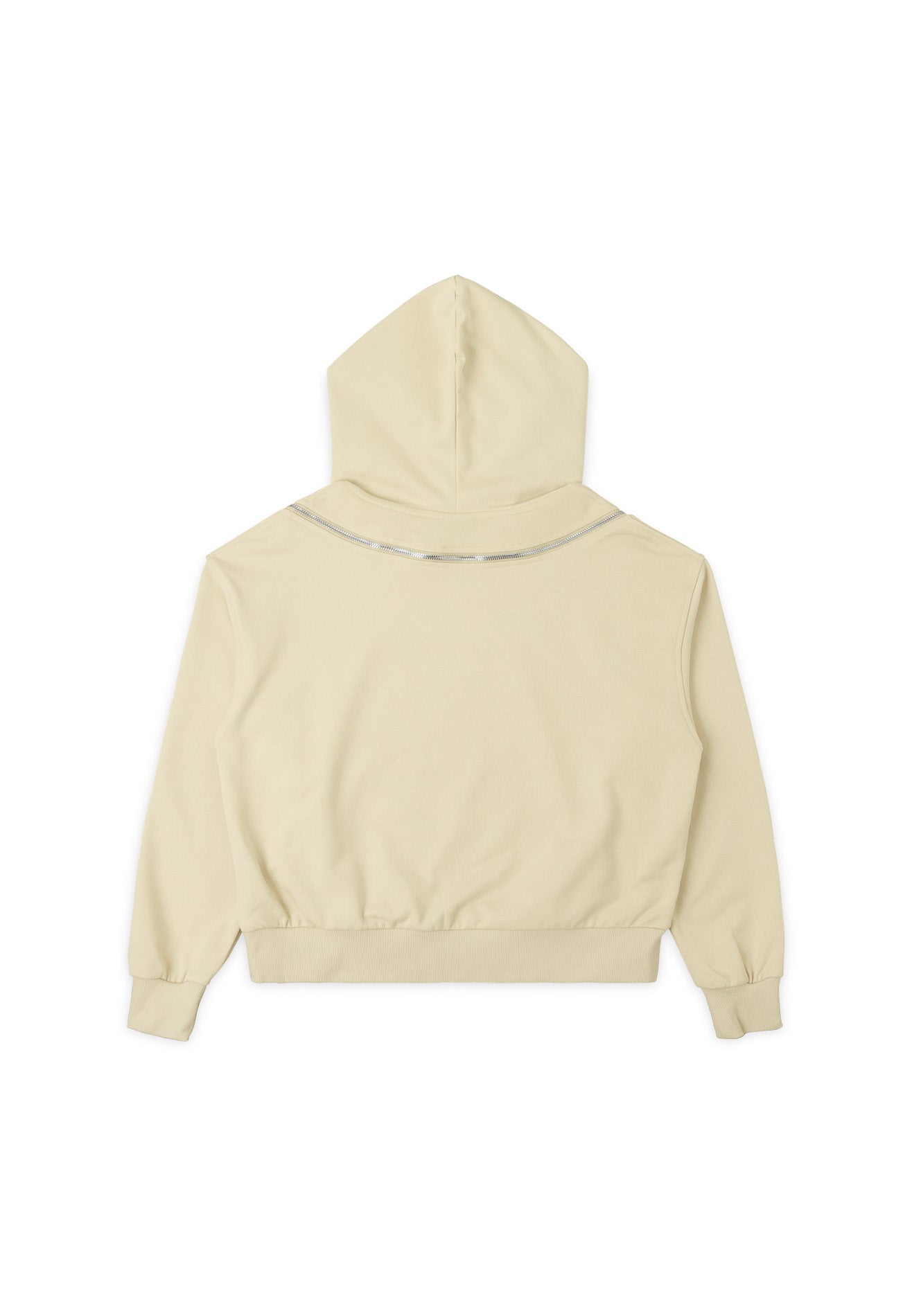 DRUM S. Women Logo Embroidey Zipped Details Hoodie - Beige