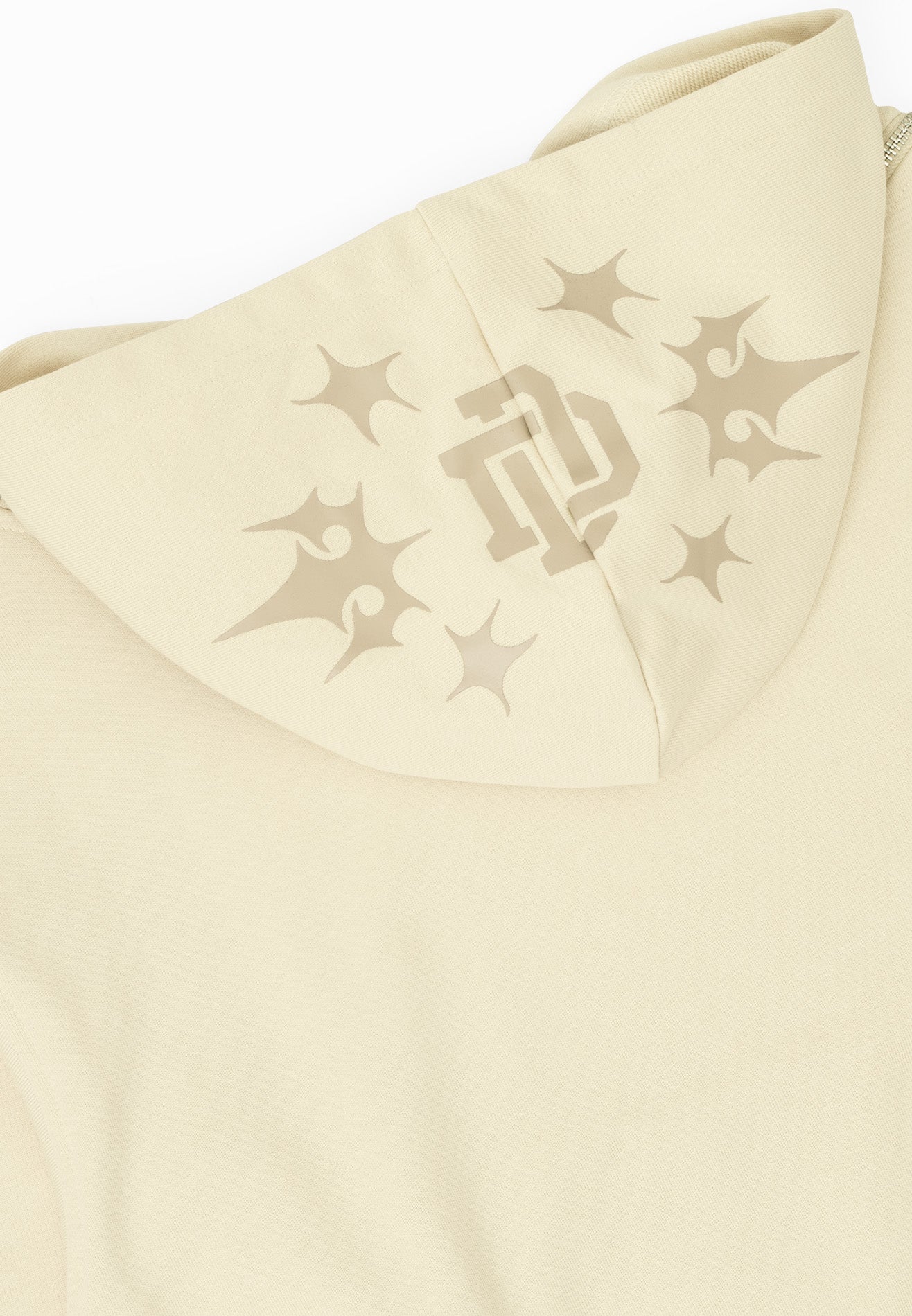 DRUM S. Women Logo Embroidey Zipped Details Hoodie - Beige