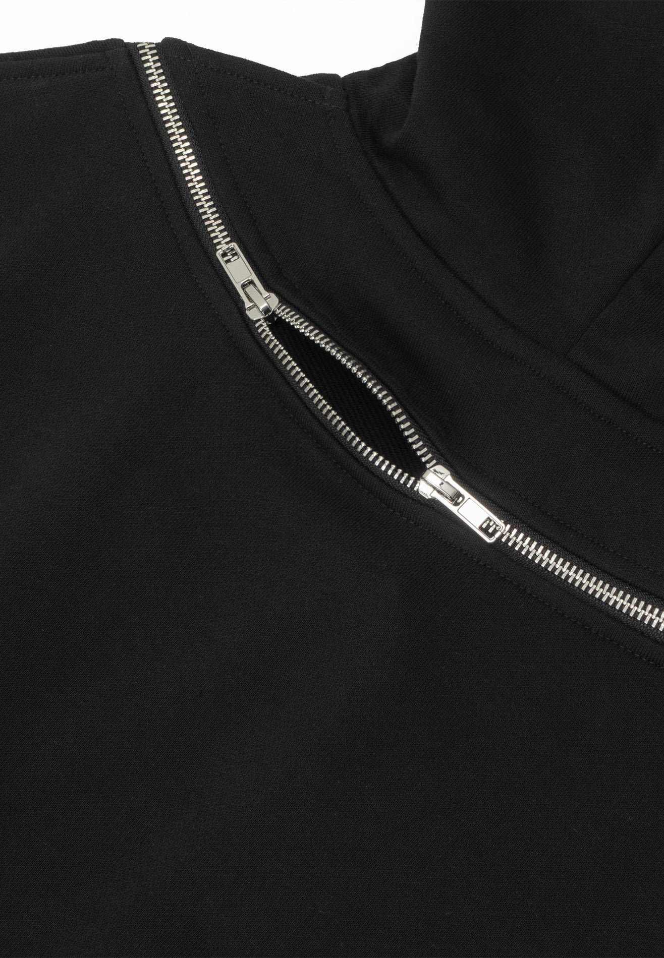 DRUM S. Women Logo Embroidey Zipped Details Hoodie - Black