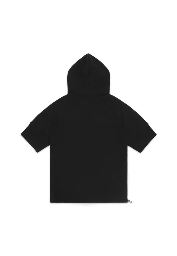 DRUM SELECT Short Sleeve Hoodie- Black