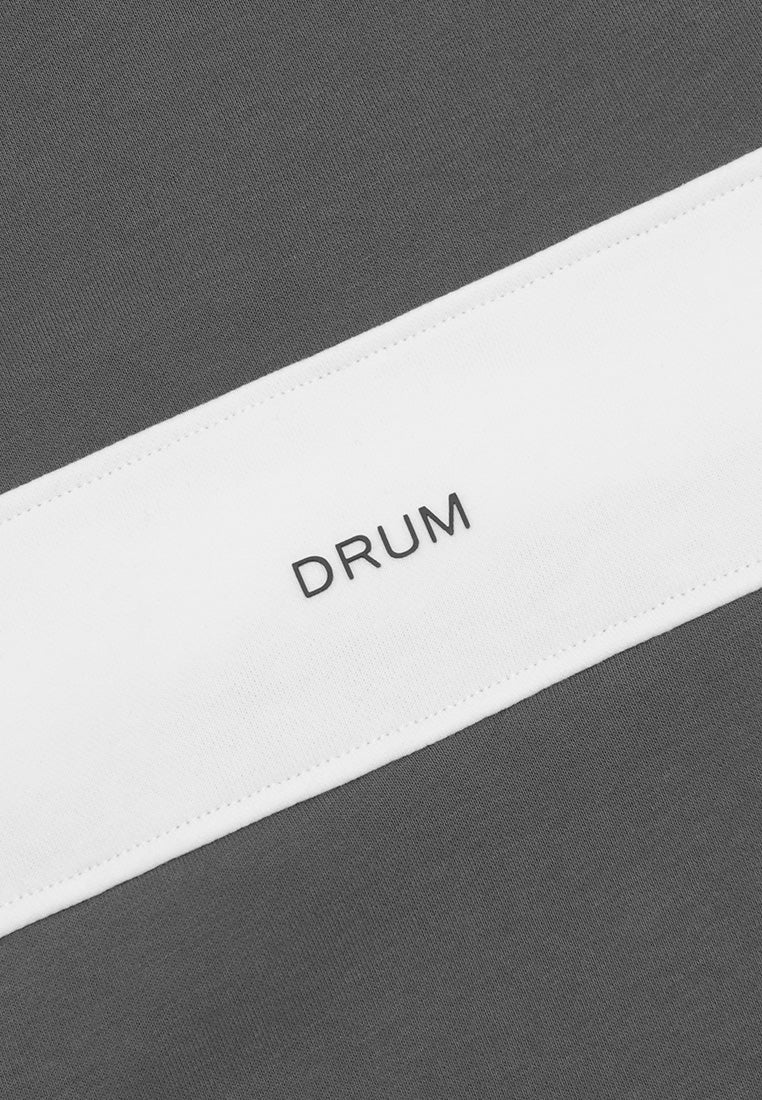 DRUM Select Half Zipper Slogan Hoodie- Grey