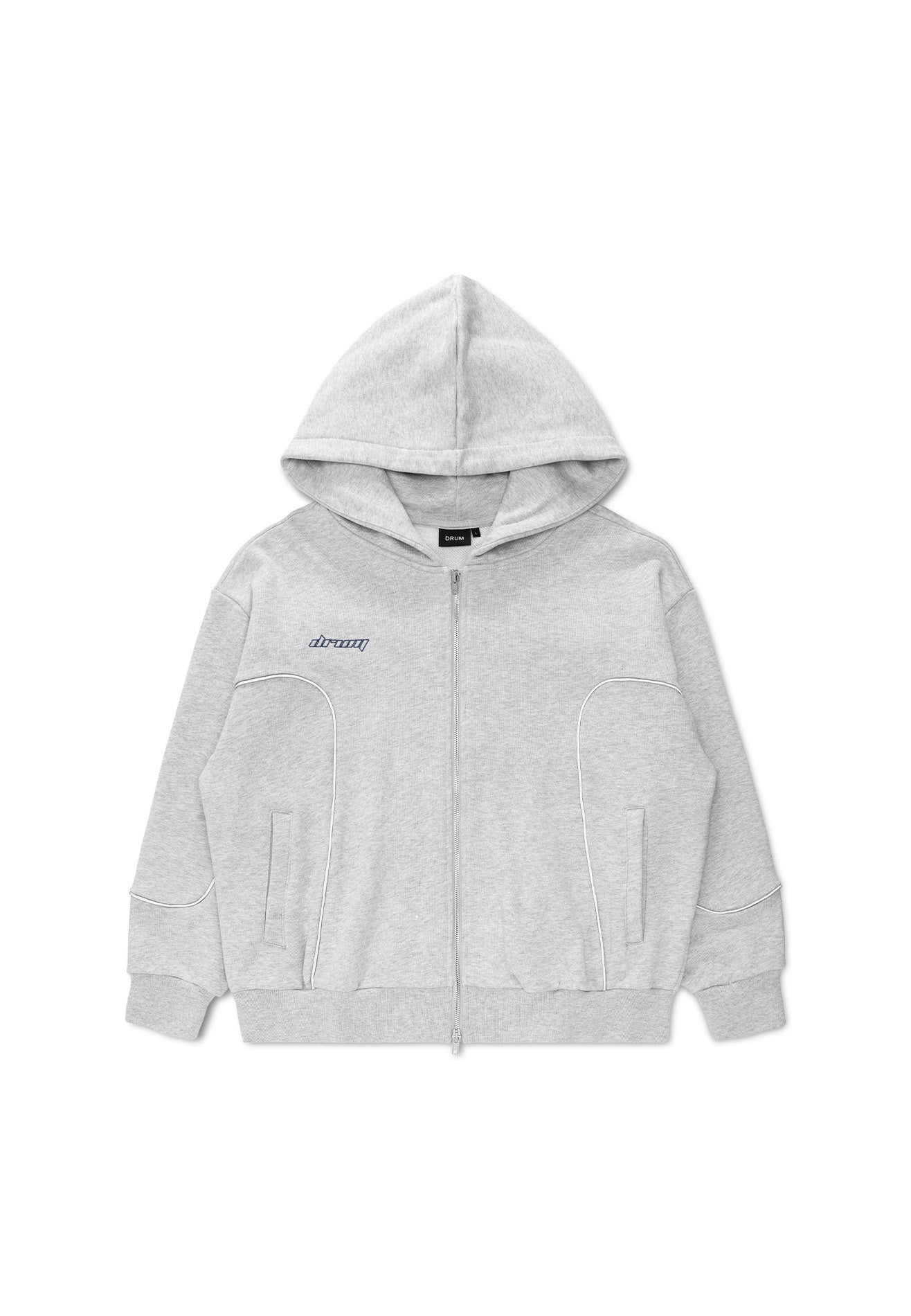DRUM S. Reflective Piping Oversized Hoodie- Light Grey