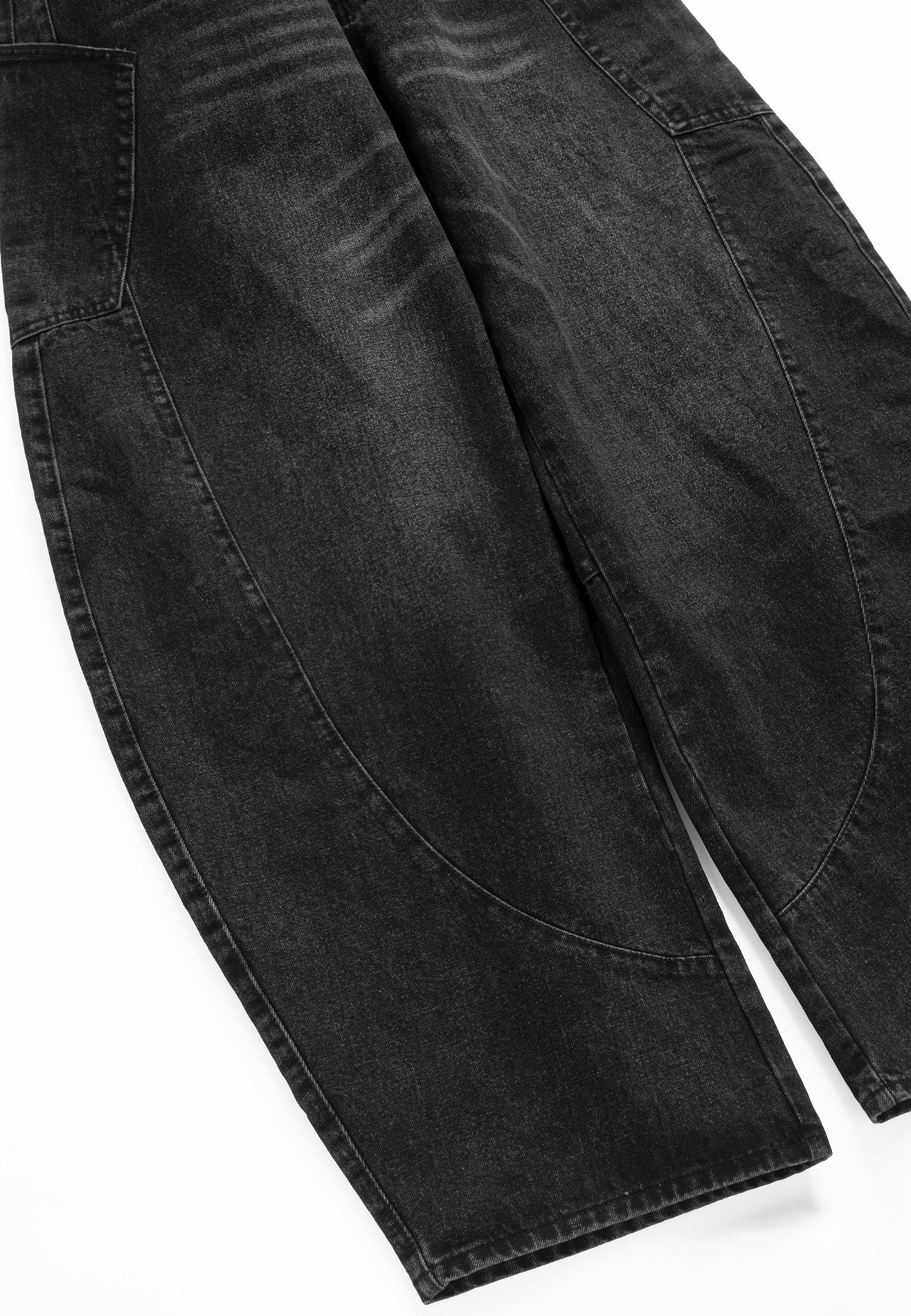 DRUM S. Balloon Cut Washed Denim Super Baggy Jeans- Black