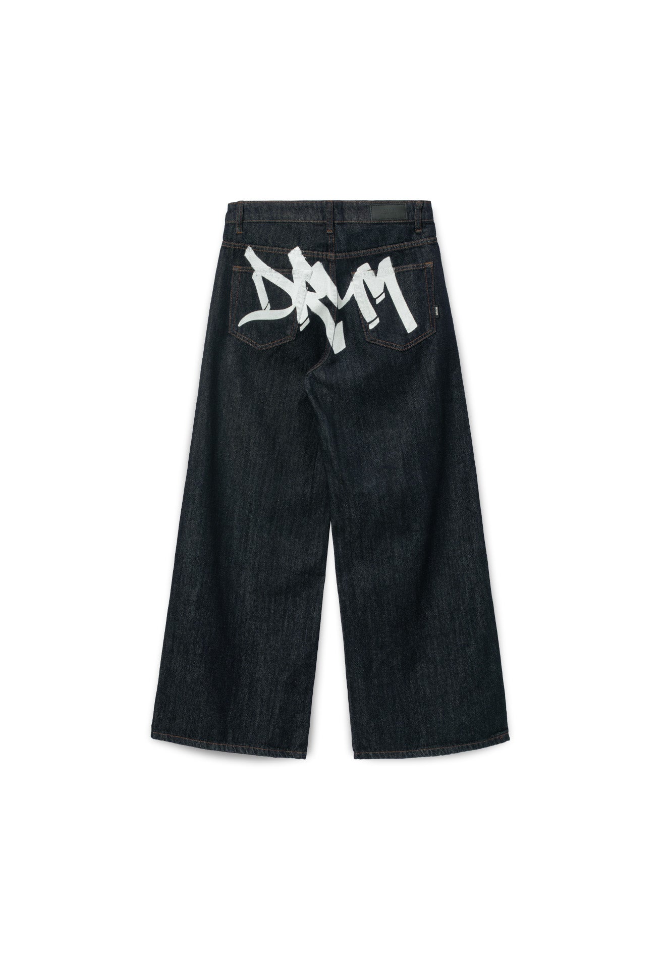 DRUM S. Classic Denim Rubber Print Baggy Jeans- Navy