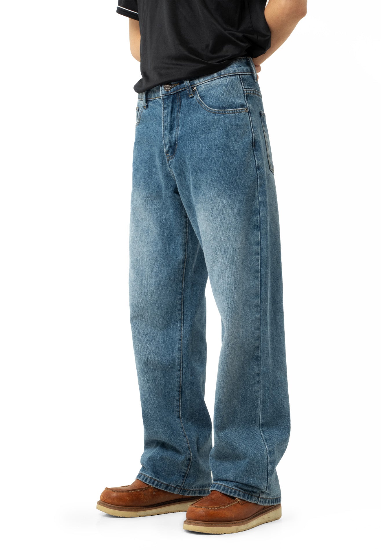 DRUM S. Men Classic Washed Baggy Jeans- Blue