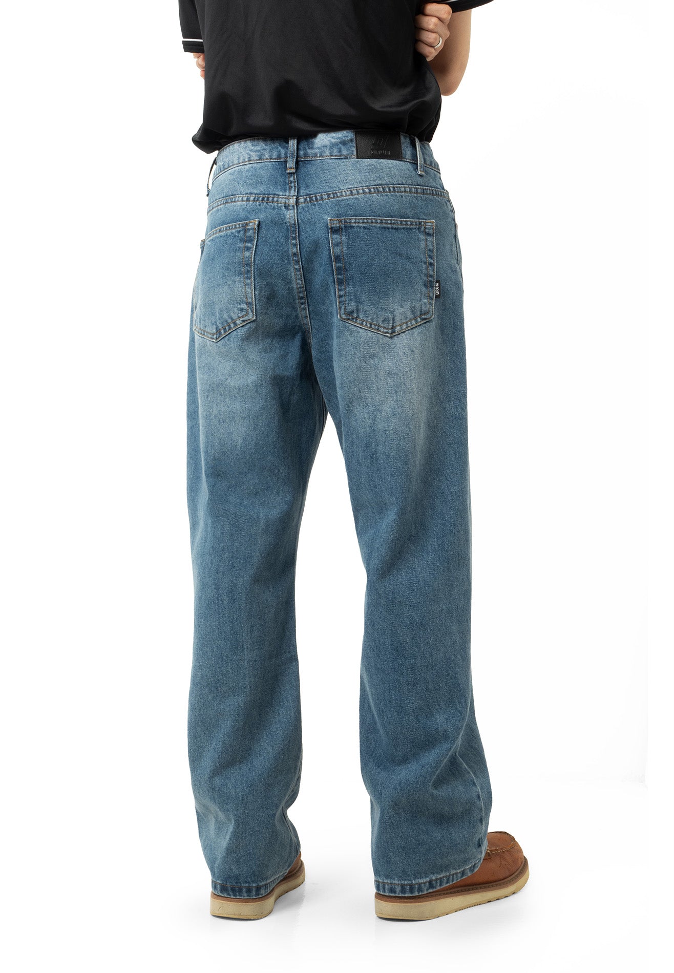 DRUM S. Men Classic Washed Baggy Jeans- Blue