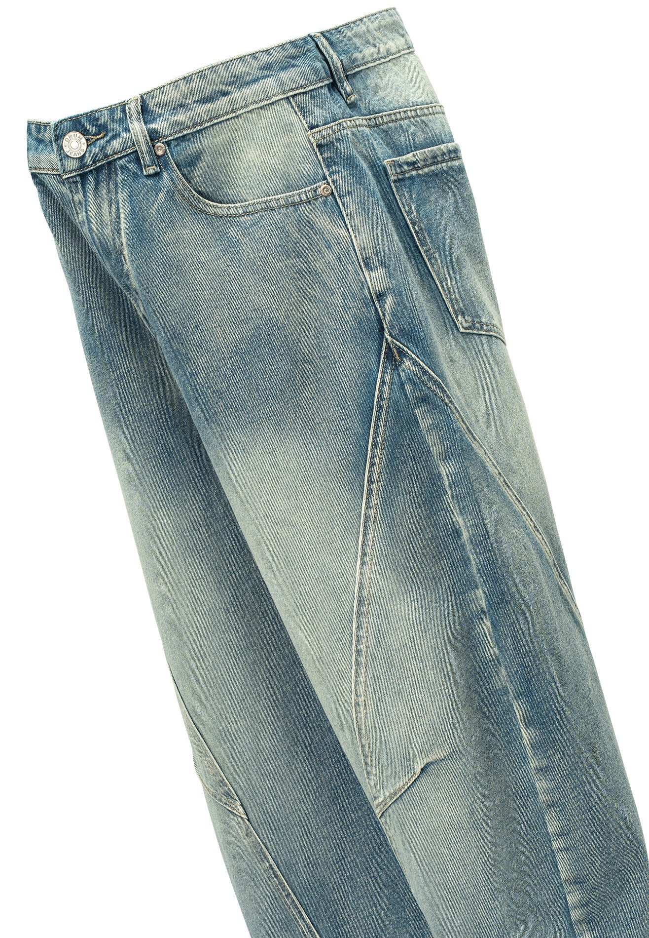 DRUM S. Men Classic Double Knee Baggy Jeans- Light Blue