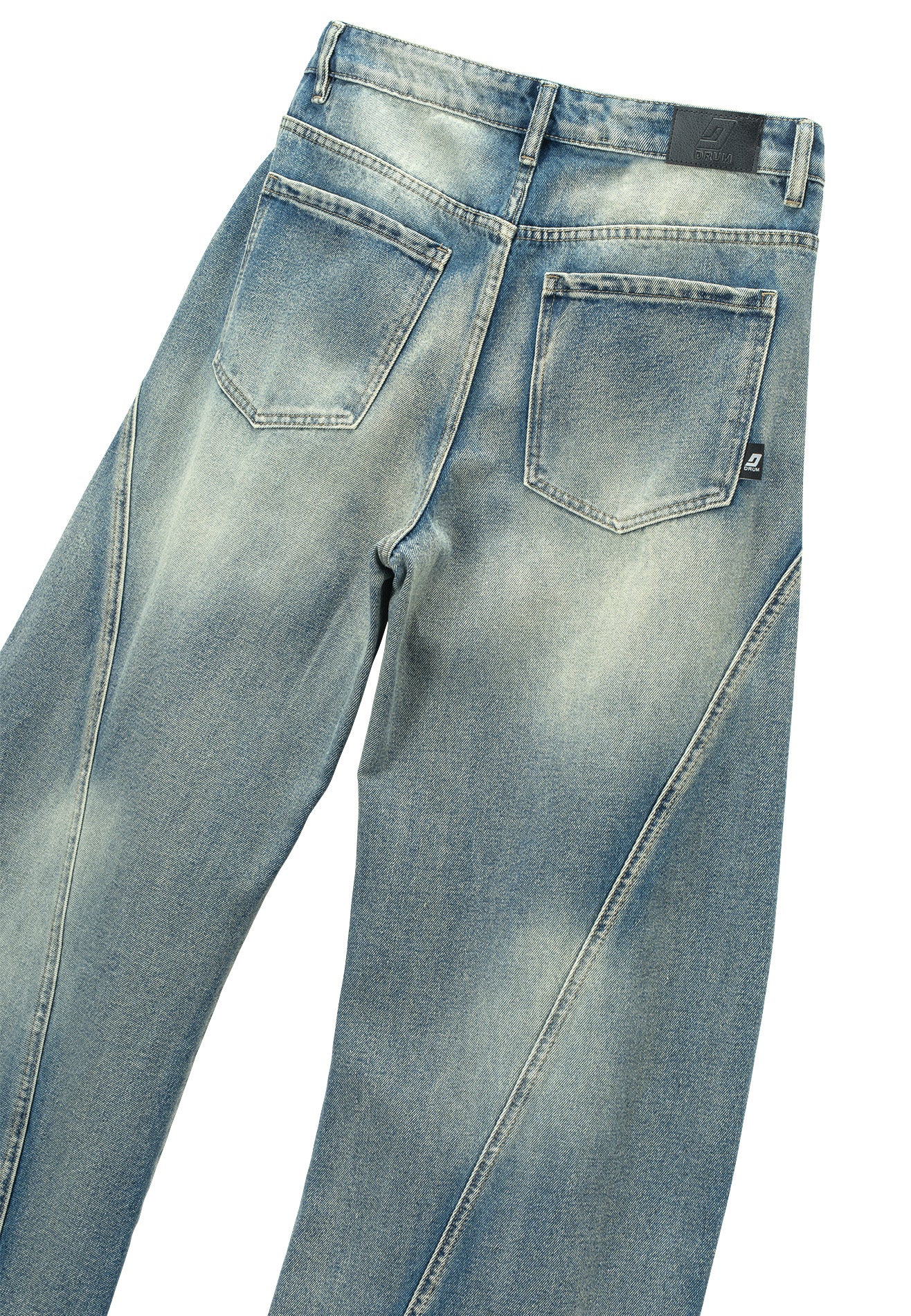 DRUM S. Men Classic Double Knee Baggy Jeans- Light Blue