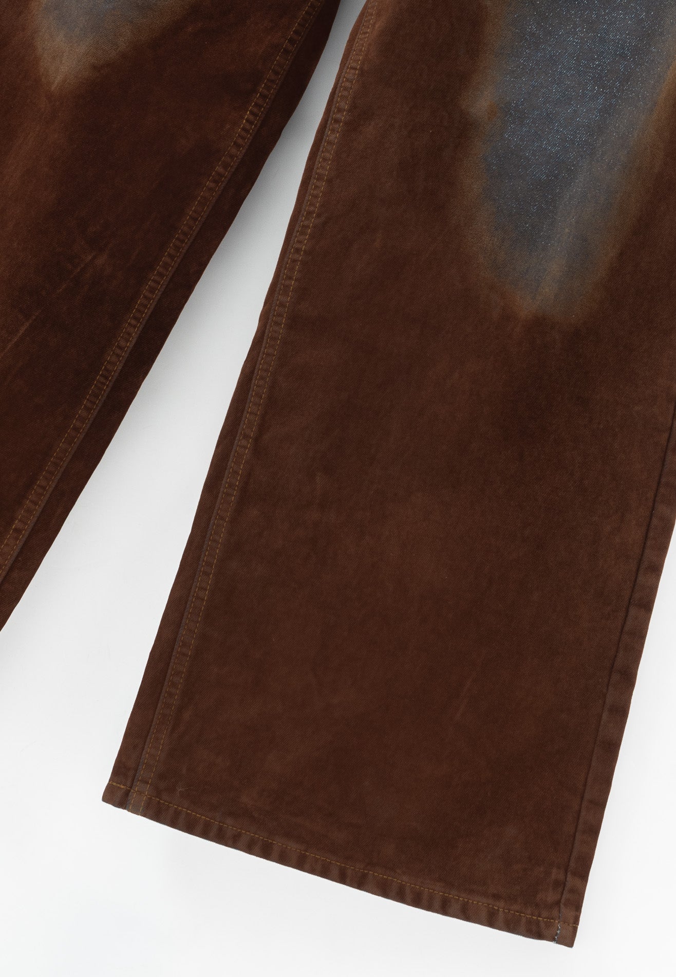 DRUM S. Vintage Washed Flocked Baggy Jeans- Brown
