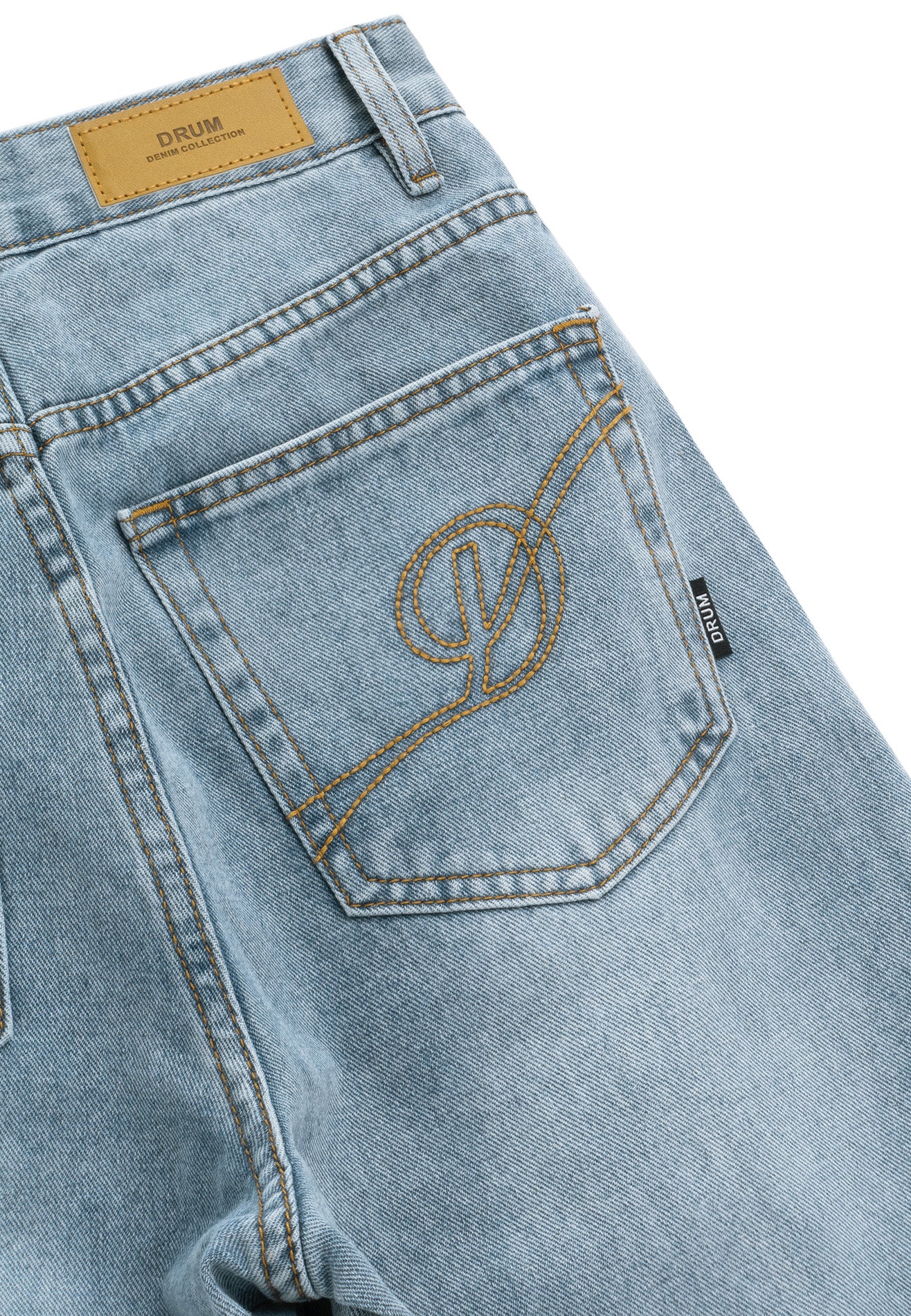 DRUM S. Women Twill Tape Ribbon Baggy Jeans- Light Blue