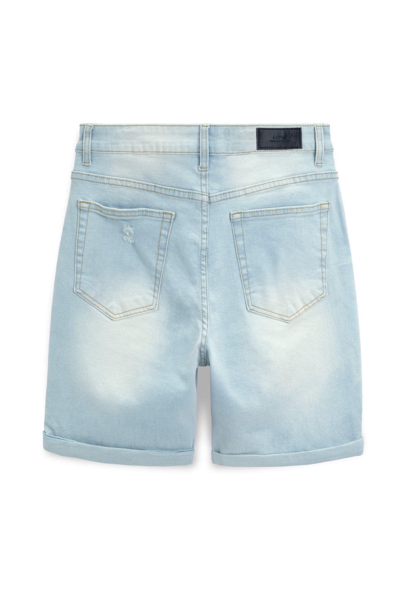 DRUM Classic Ripped Details Short Jeans-Light Blue