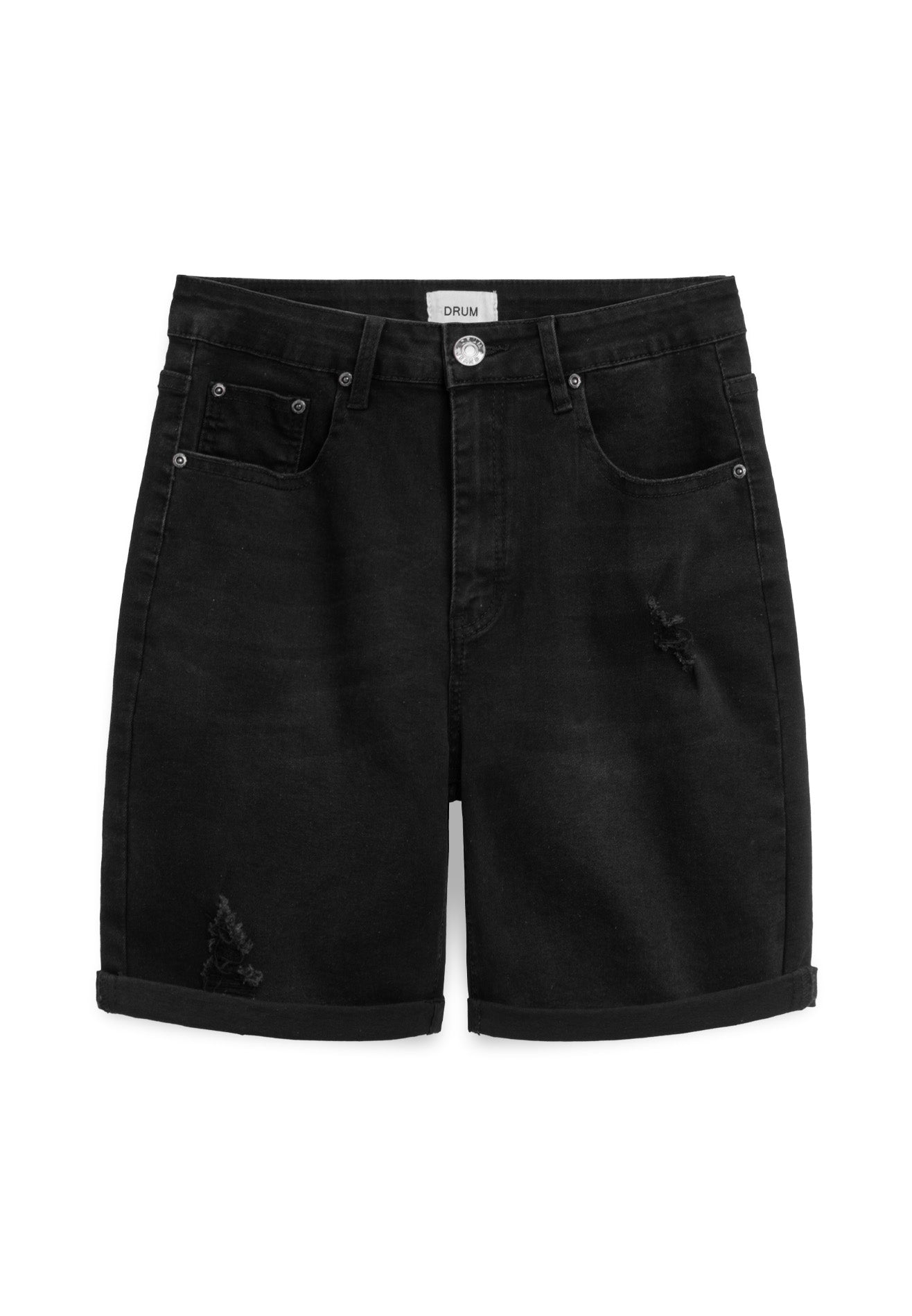 DRUM Classic Ripped Details Short Jeans-Black