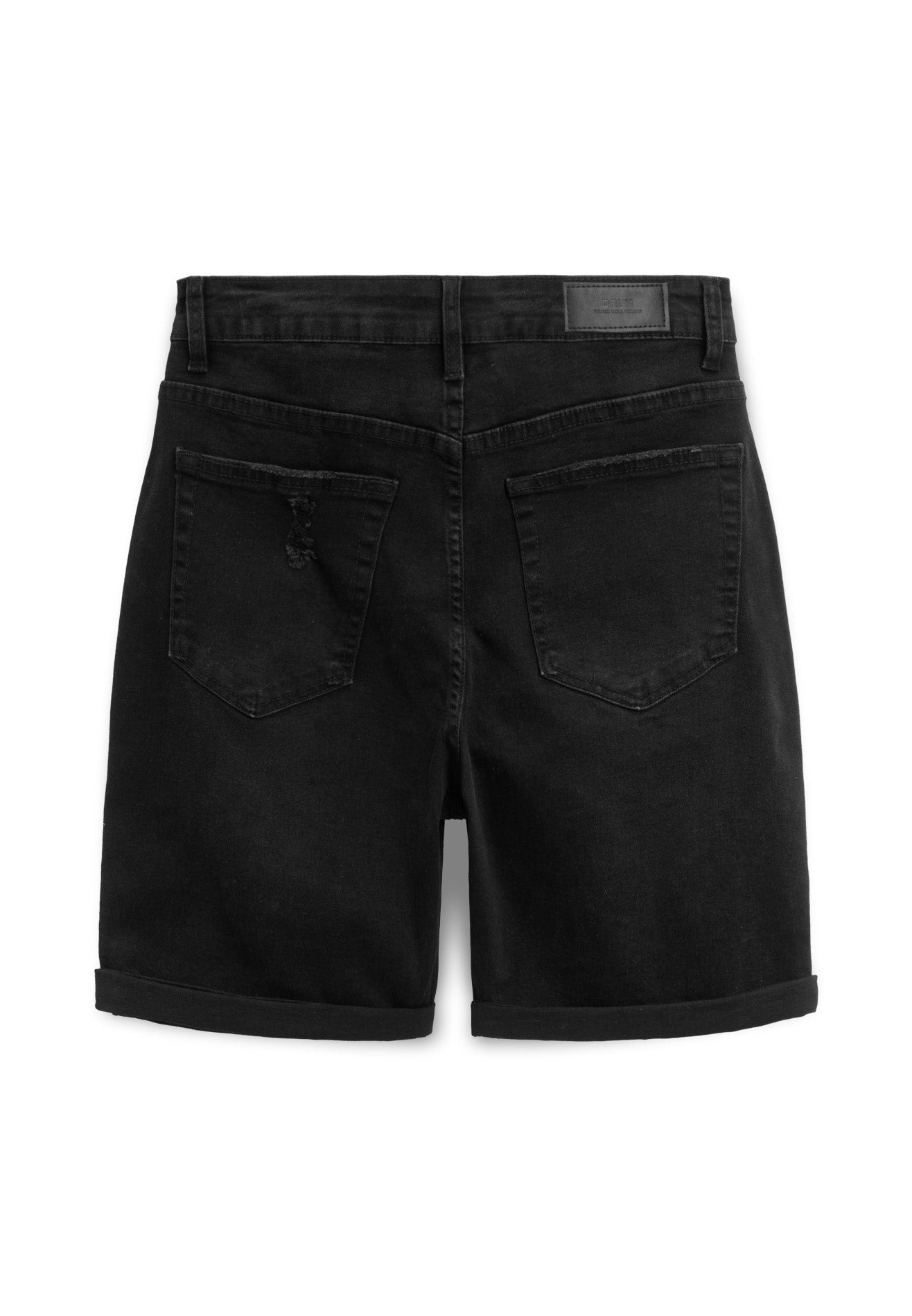 DRUM Classic Ripped Details Short Jeans-Black