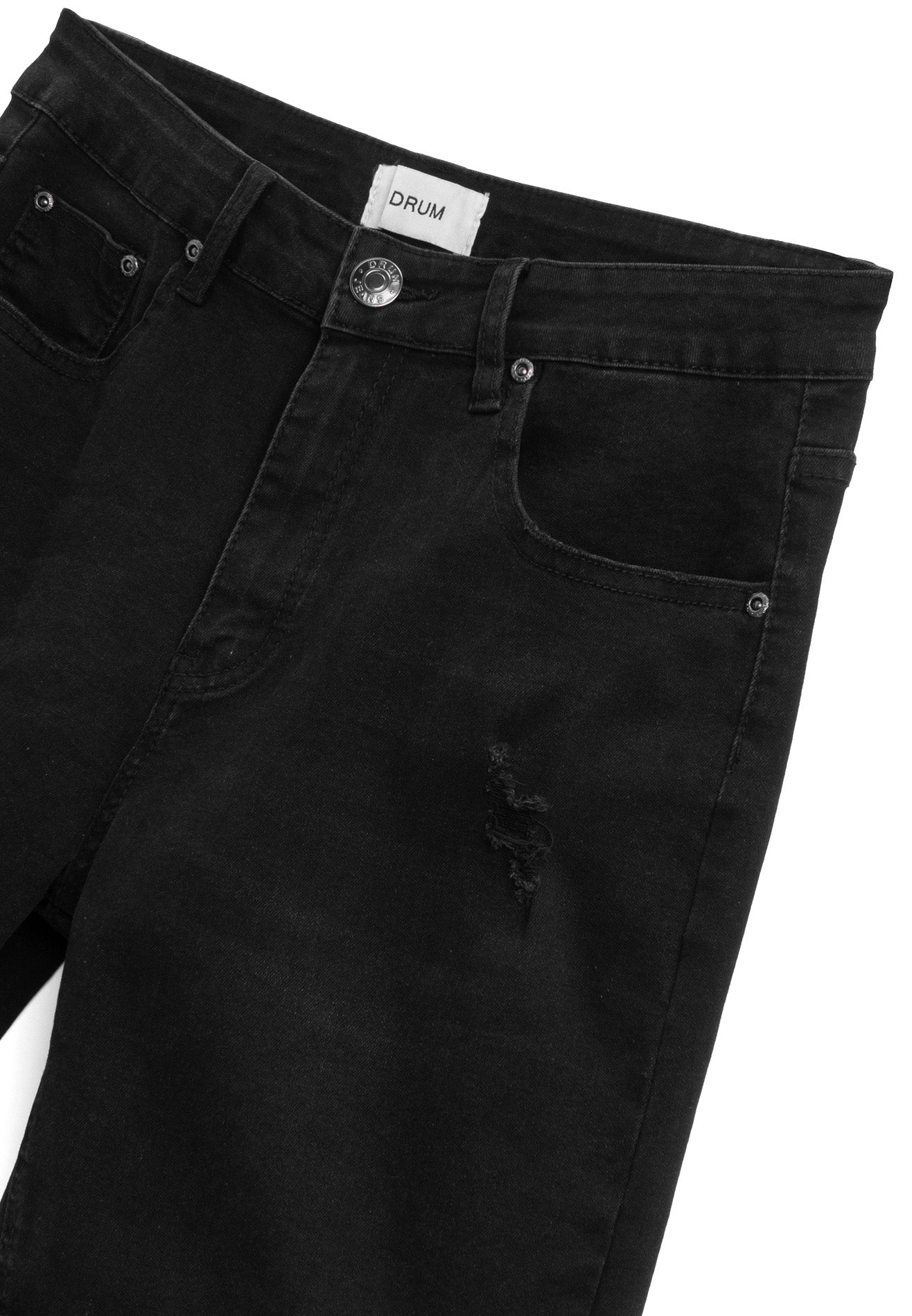 DRUM Classic Ripped Details Short Jeans-Black