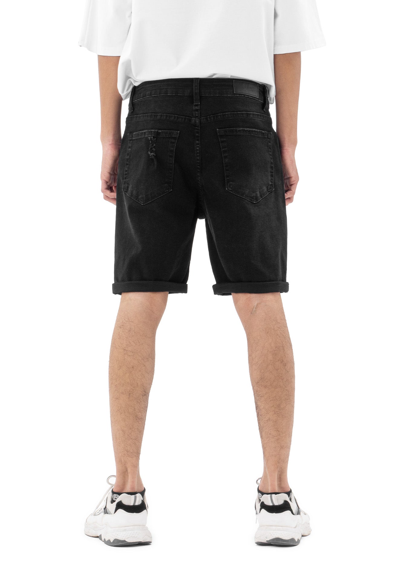 DRUM Classic Ripped Details Short Jeans-Black