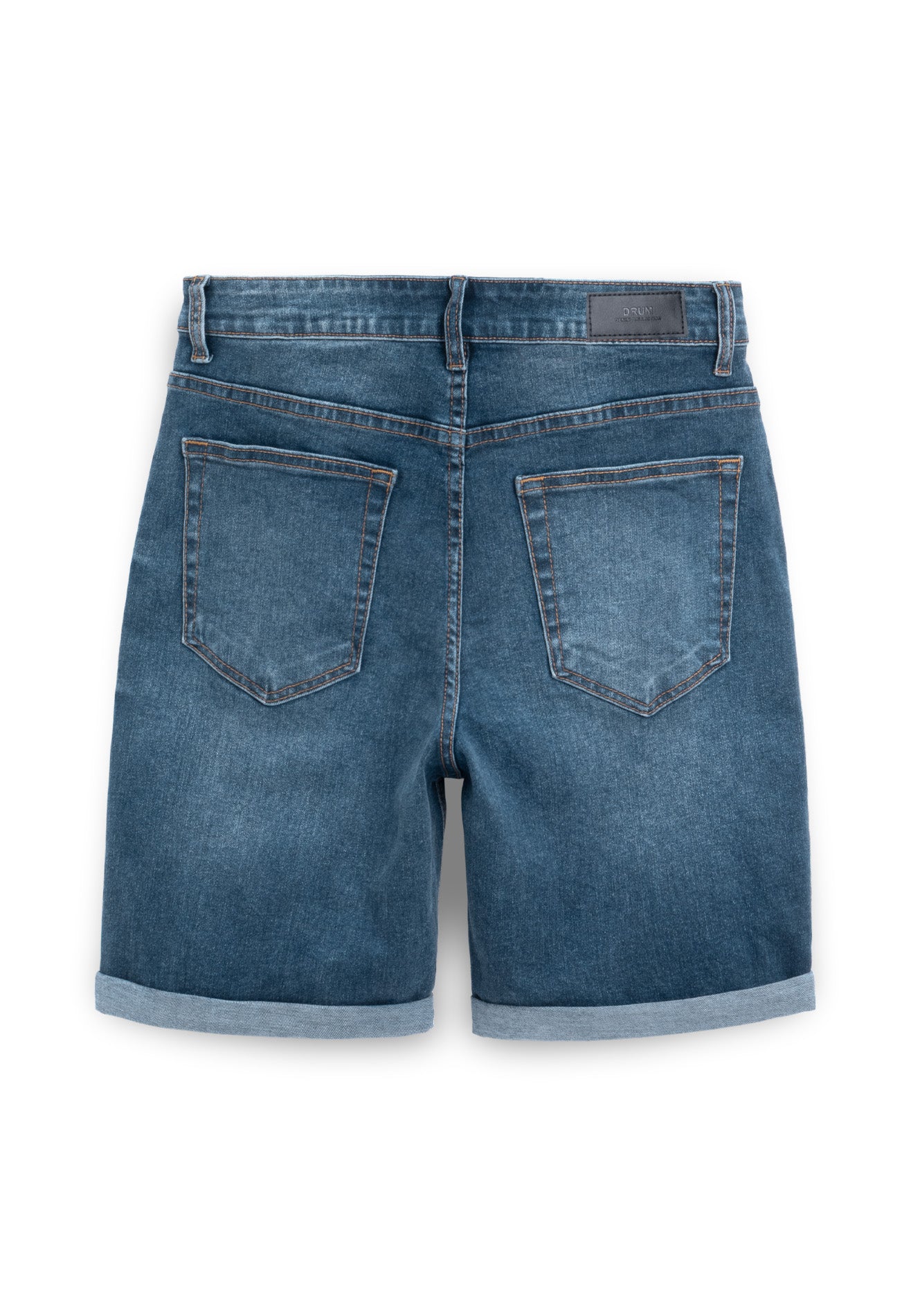 DRUM Classic Washed Details Short Jeans-Blue