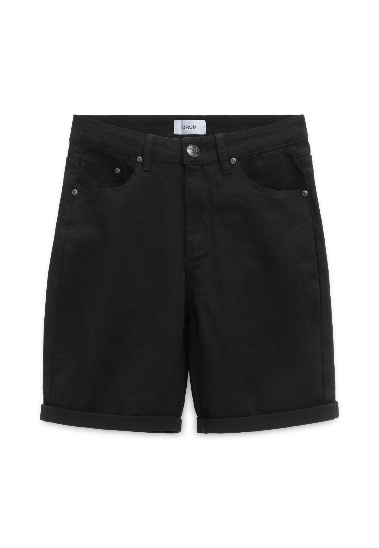 DRUM Classic Washed Details Short Jeans-Black