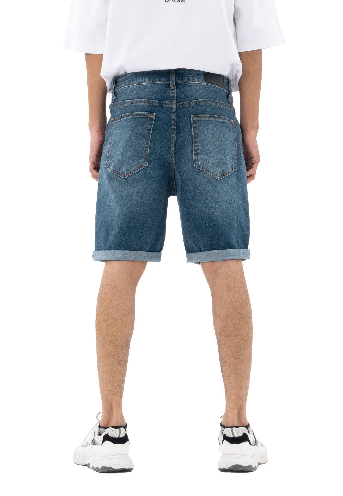 DRUM Classic Washed Details Short Jeans-Blue