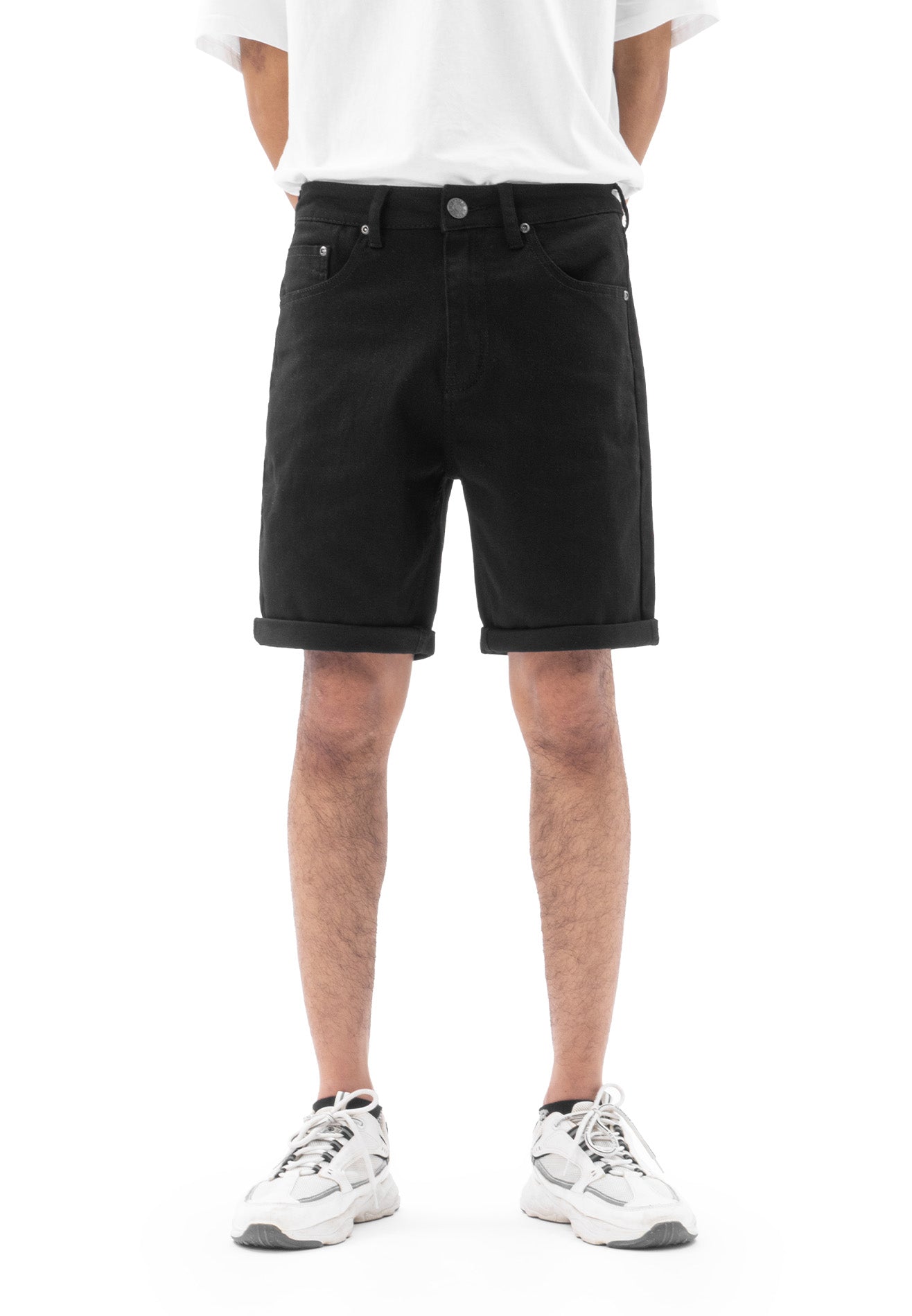 DRUM Classic Washed Details Short Jeans-Black