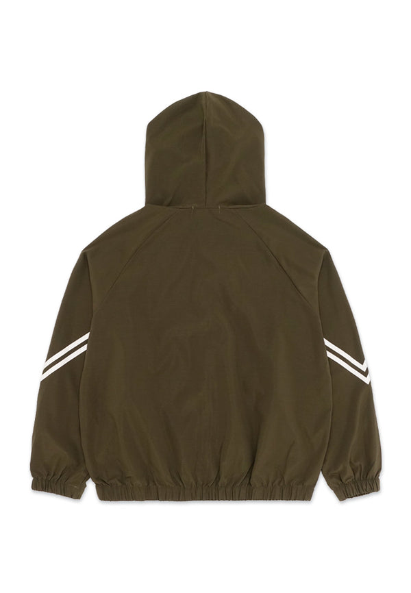 Stripe Details Lightweight Hoodie Jacket- Green
