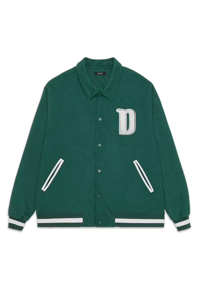 DRUM SELECT Slogan Baseball Jacket- Green