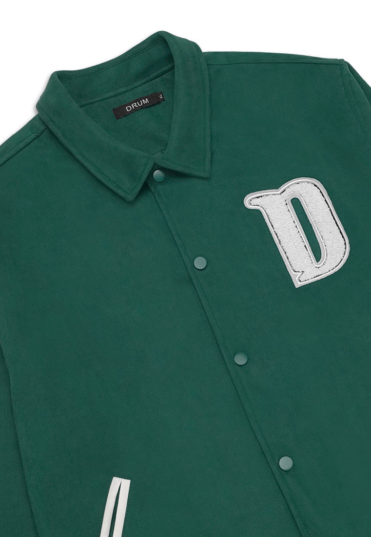 DRUM SELECT Slogan Baseball Jacket- Green
