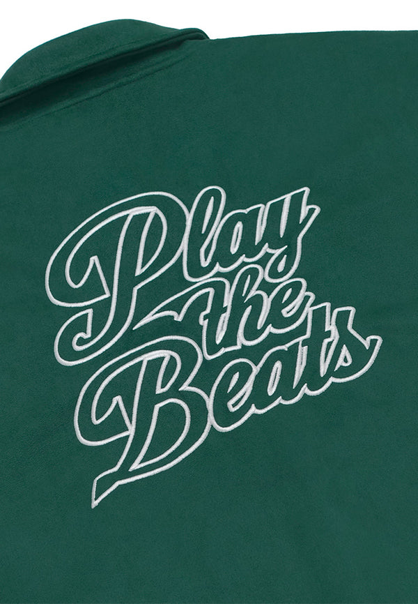 DRUM SELECT Slogan Baseball Jacket- Green