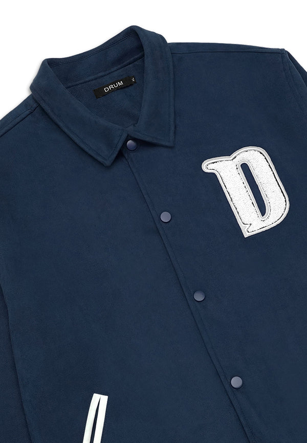 DRUM SELECT Slogan Baseball Jacket- Navy