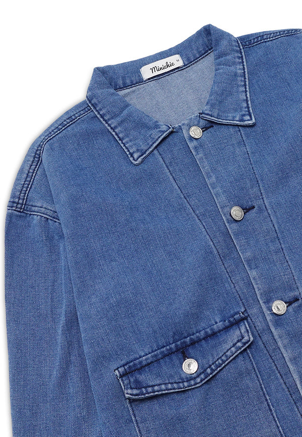 2 Pocket Front Denim Jacket- Blue