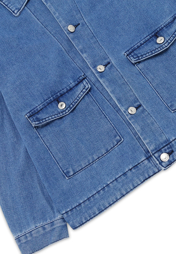 2 Pocket Front Denim Jacket- Blue