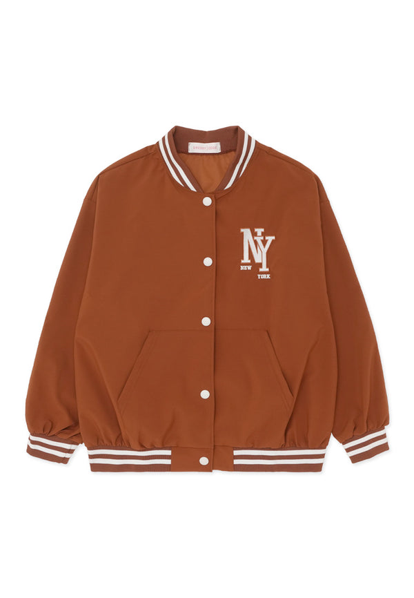 NY Baseball Jacket- Brown