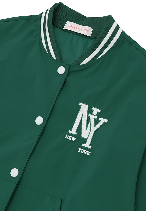 NY Baseball Jacket- Green