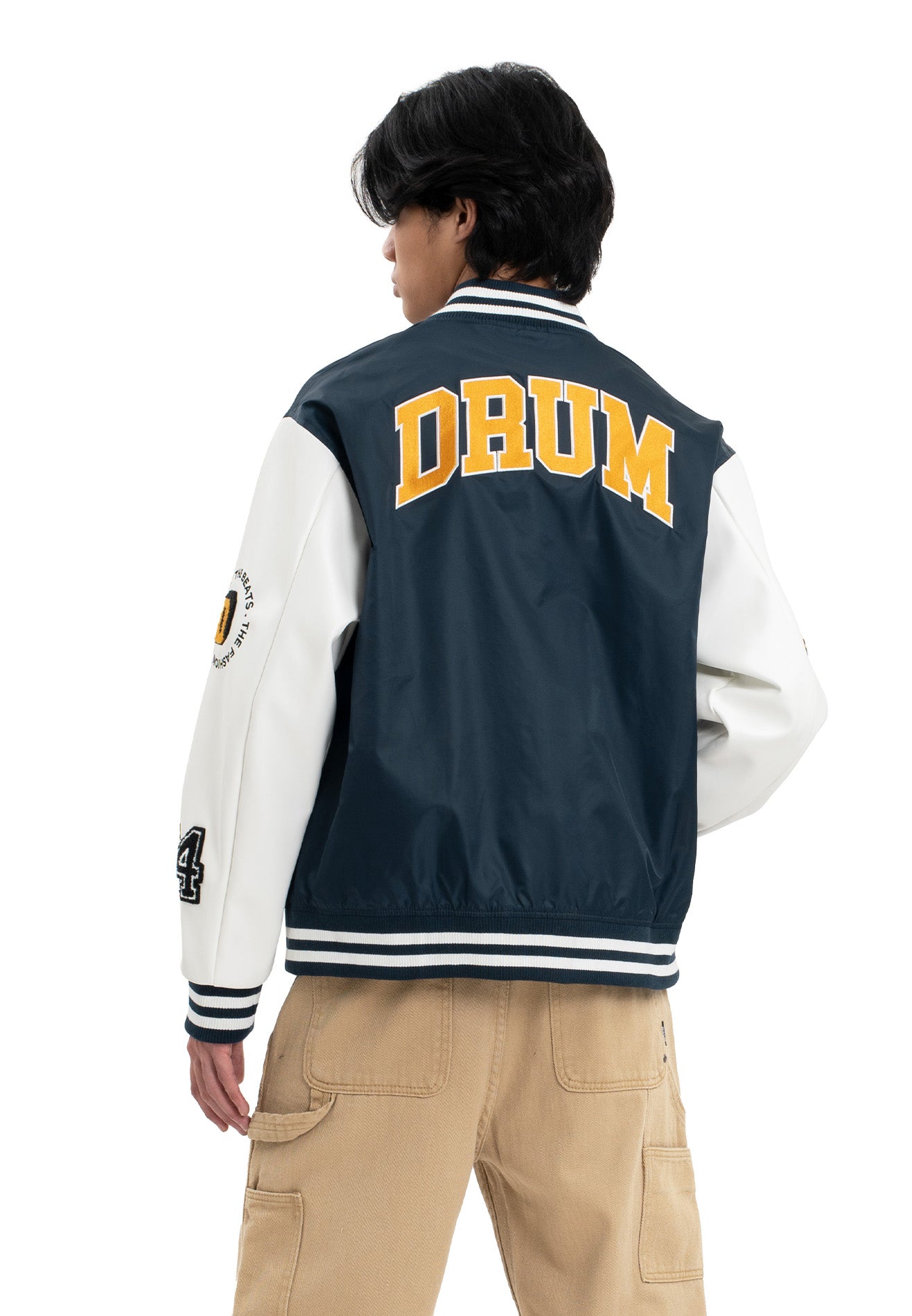 SELECT Embroidery Patches Varsity Jacket - Navy