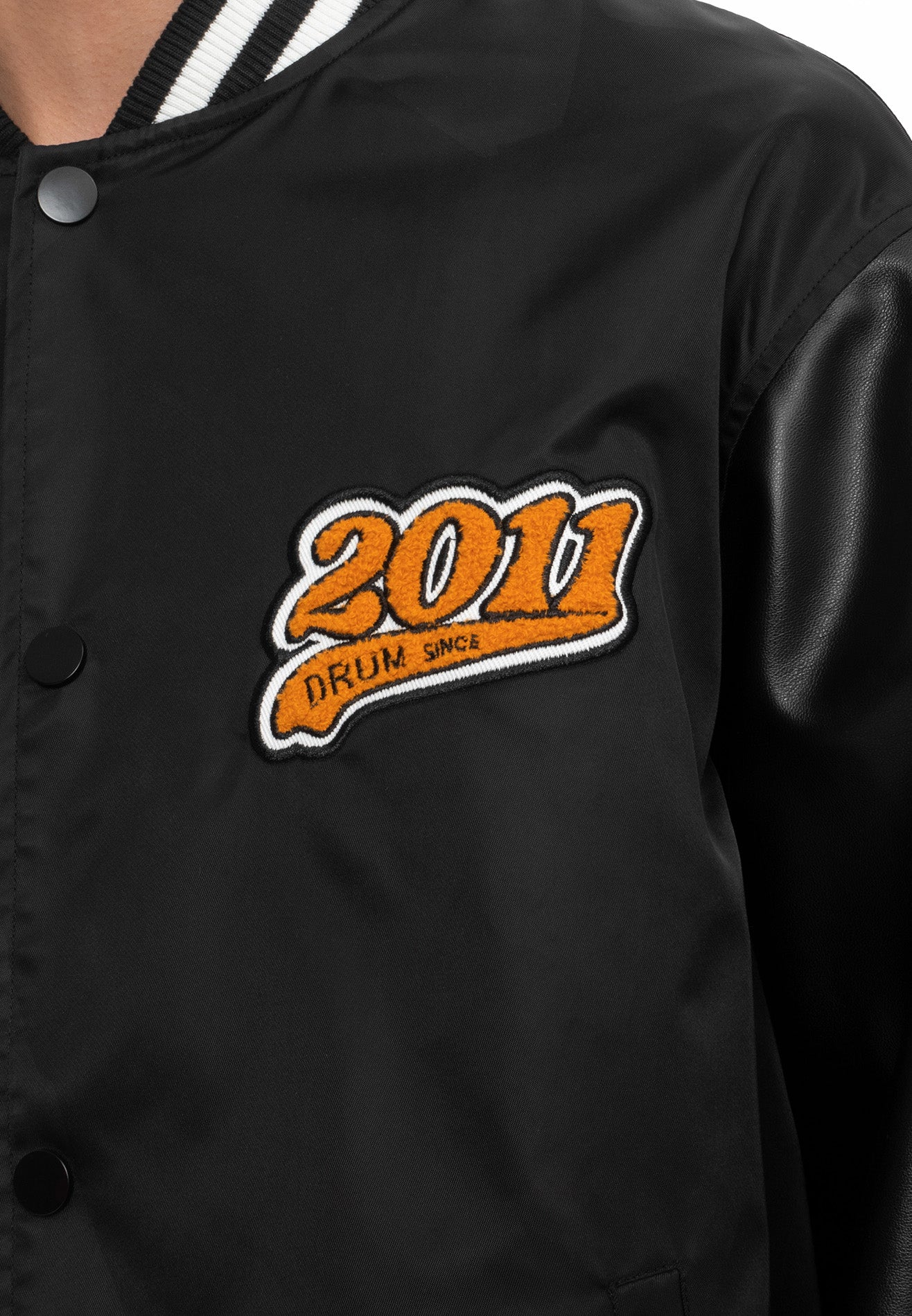 SELECT Embroidery Patches Varsity Jacket - Black