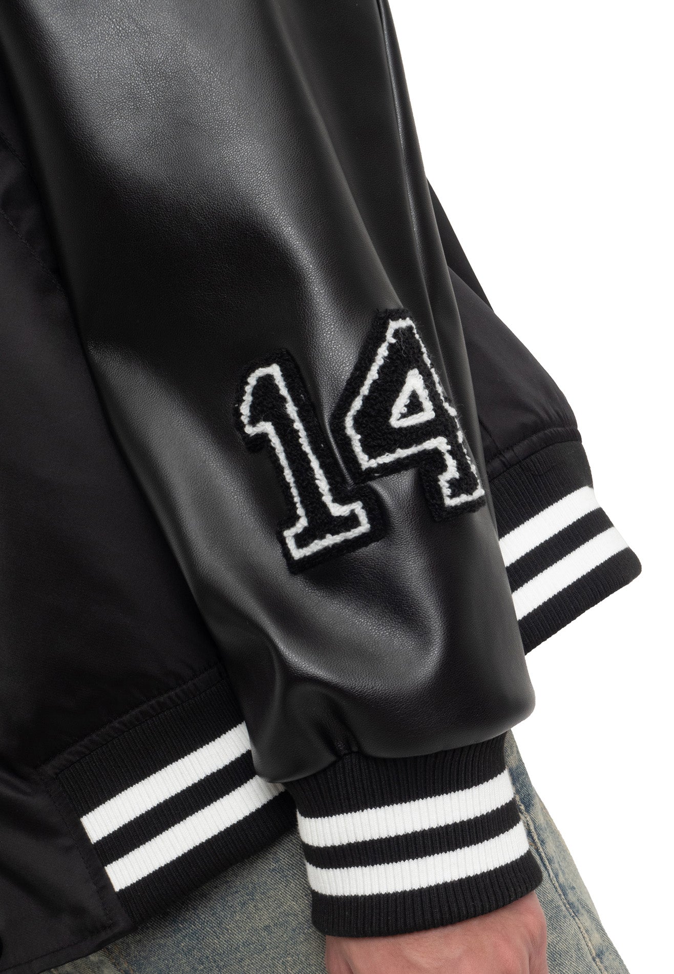 SELECT Embroidery Patches Varsity Jacket - Black