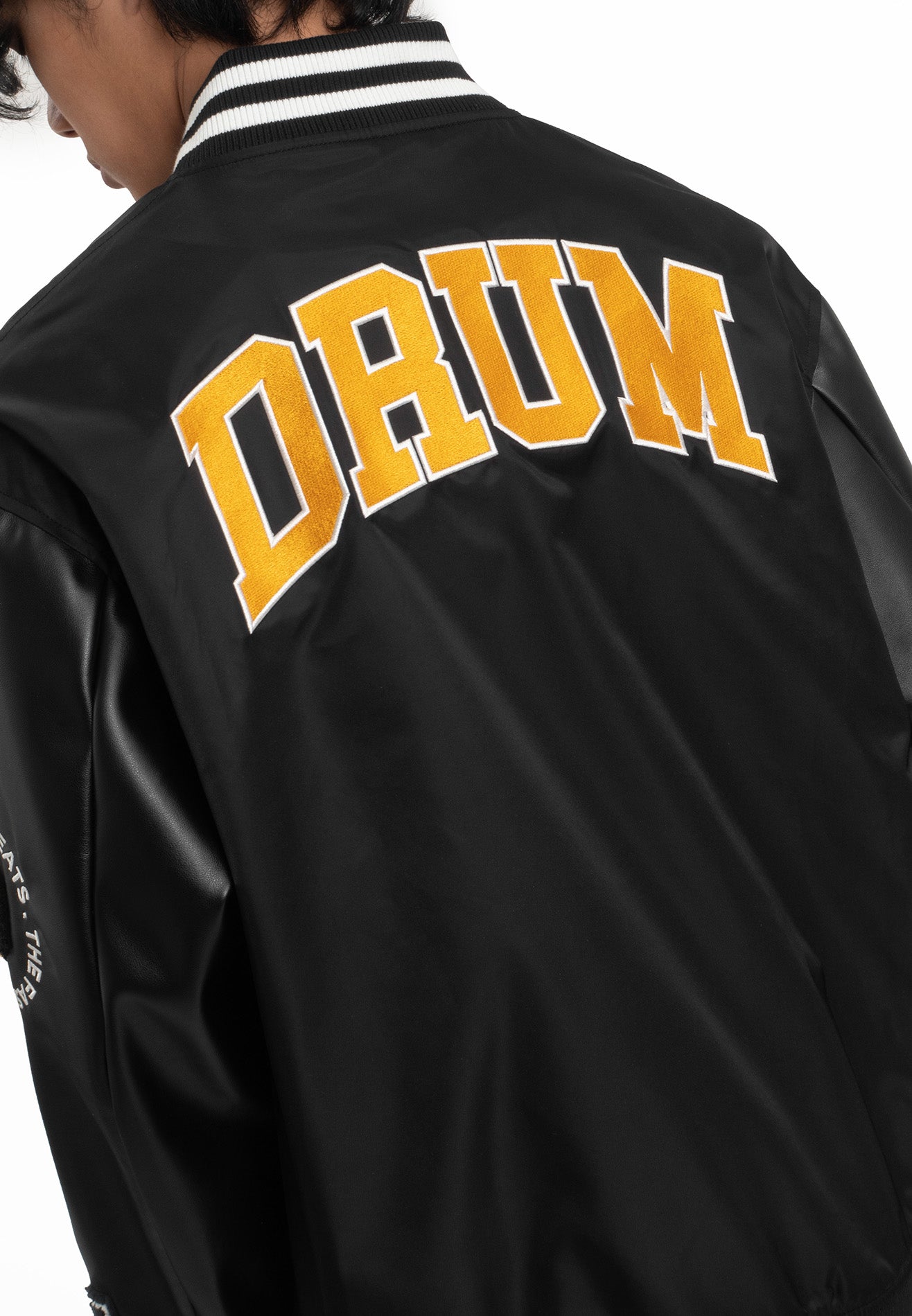 SELECT Embroidery Patches Varsity Jacket - Black